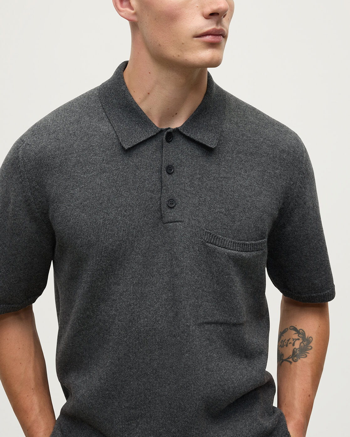 Johnstons of Elgin - Superfine Merino Relaxed Dark Grey Polo Shirt
