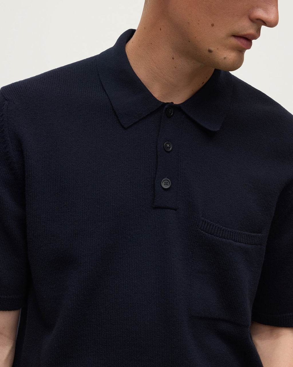 Johnstons of Elgin - Superfine Merino Relaxed Dark Navy Polo Shirt