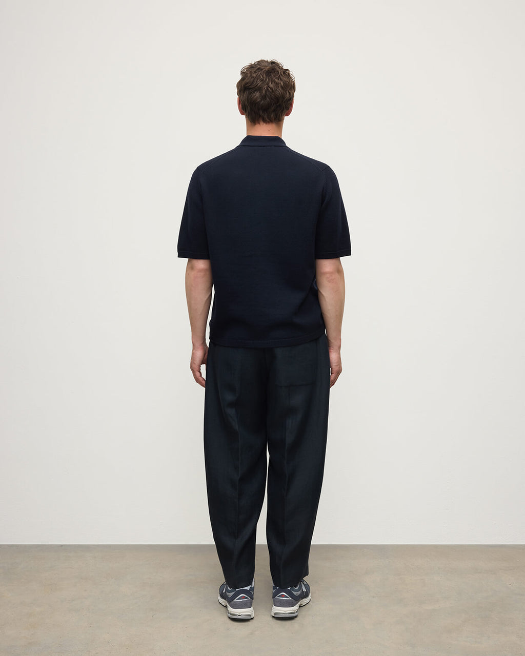 Johnstons of Elgin - Superfine Merino Relaxed Dark Navy Polo Shirt