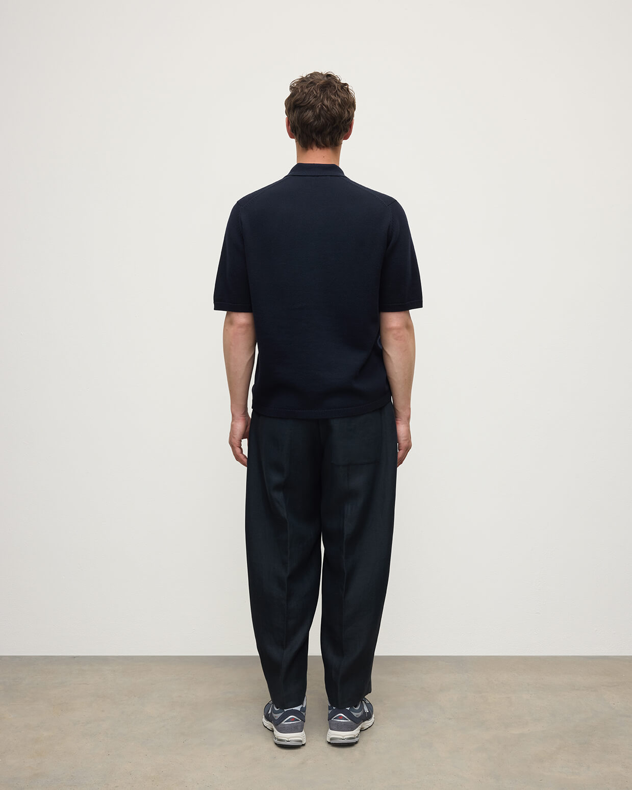 Johnstons of Elgin - Superfine Merino Relaxed Dark Navy Polo Shirt