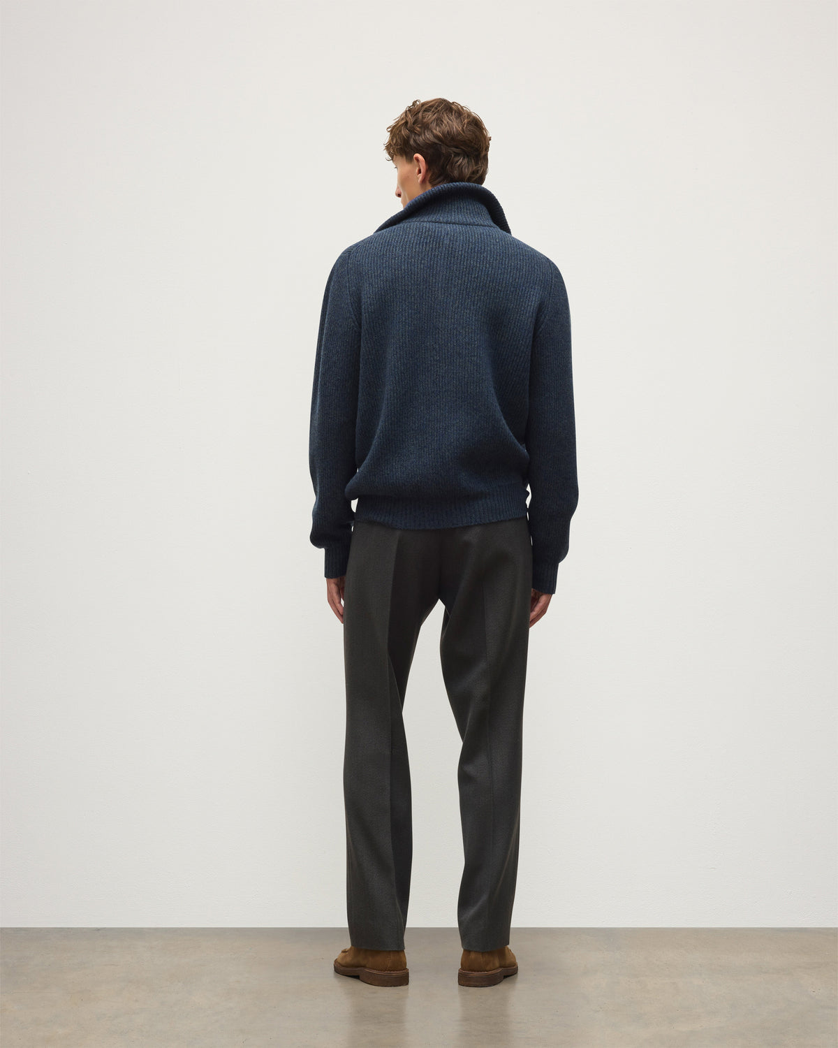 Johnstons of Elgin - Chalmers Blue Half Zip Lambswool Jumper