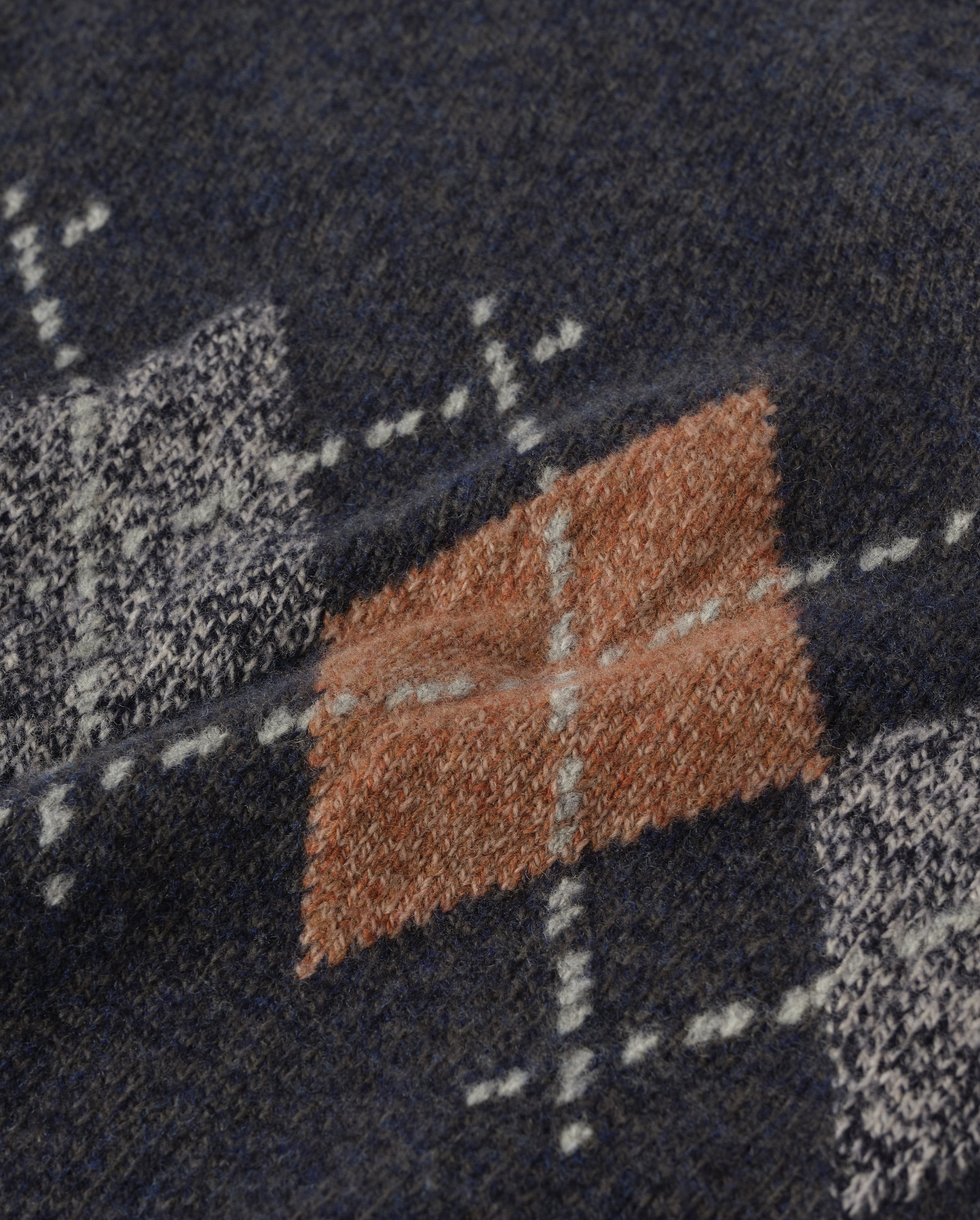 Johnstons of Elgin - Rusky Grey Argyle Lambswool Jumper
