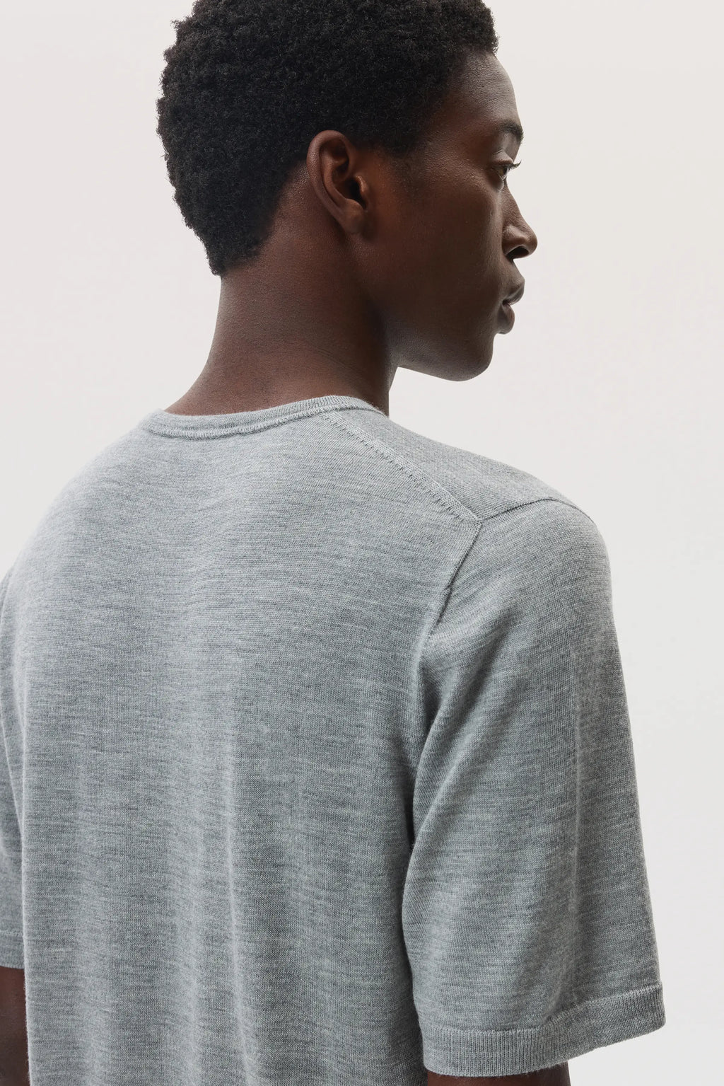 Johnstons of Elgin - Superfine Merino Light Grey T - Shirt