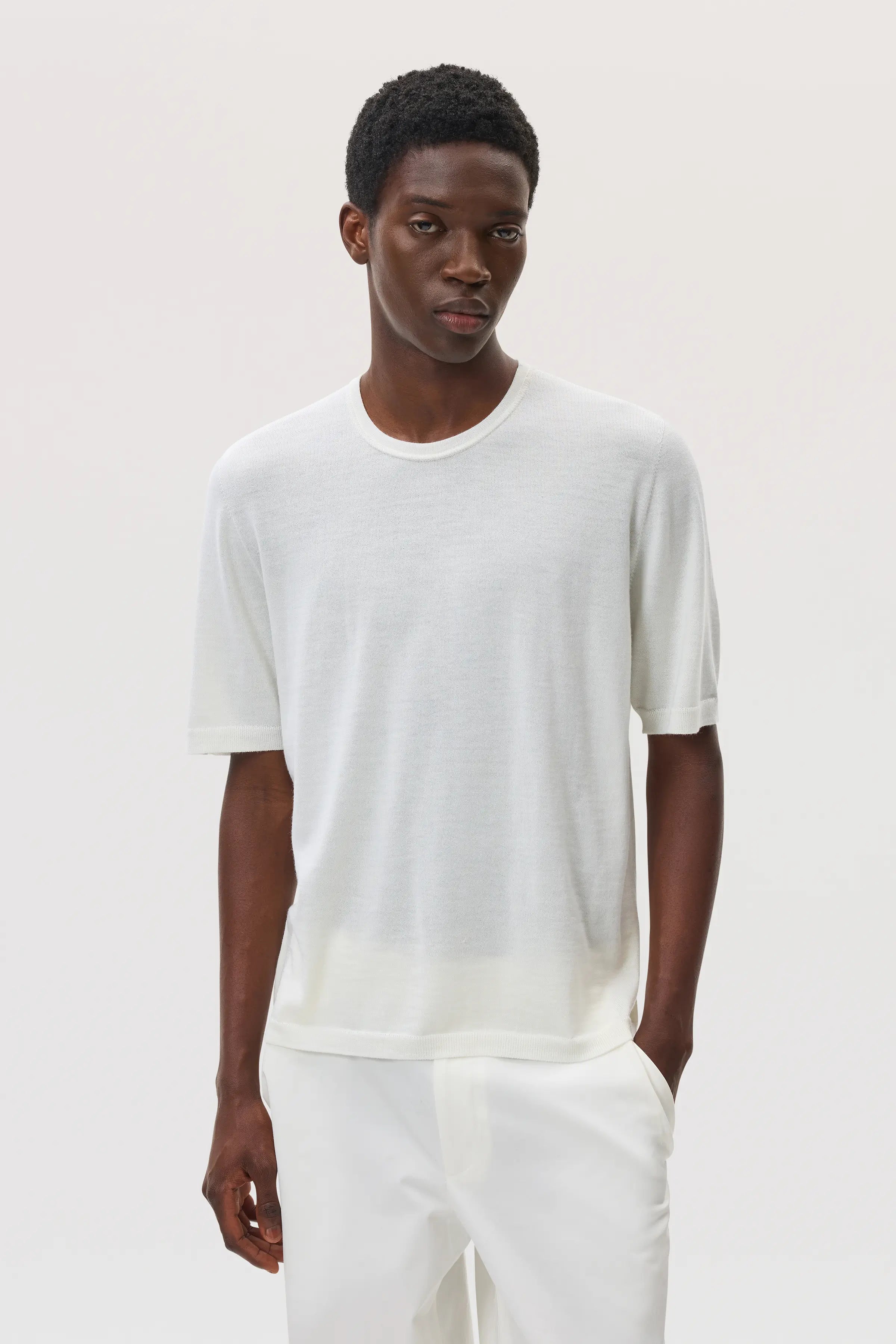 Johnstons of Elgin - Superfine Merino White T - Shirt