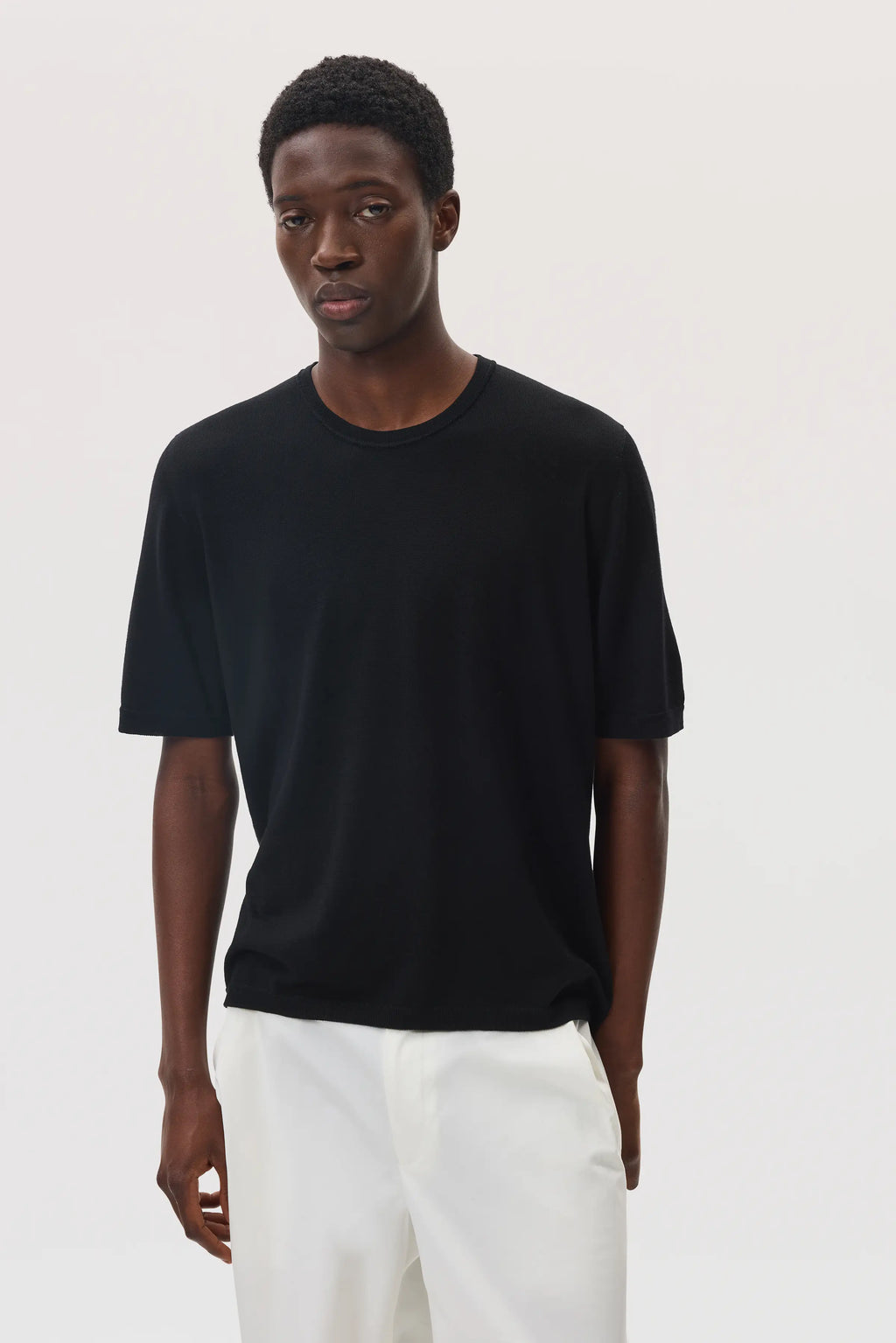 Johnstons of Elgin - Superfine Merino Black T - Shirt