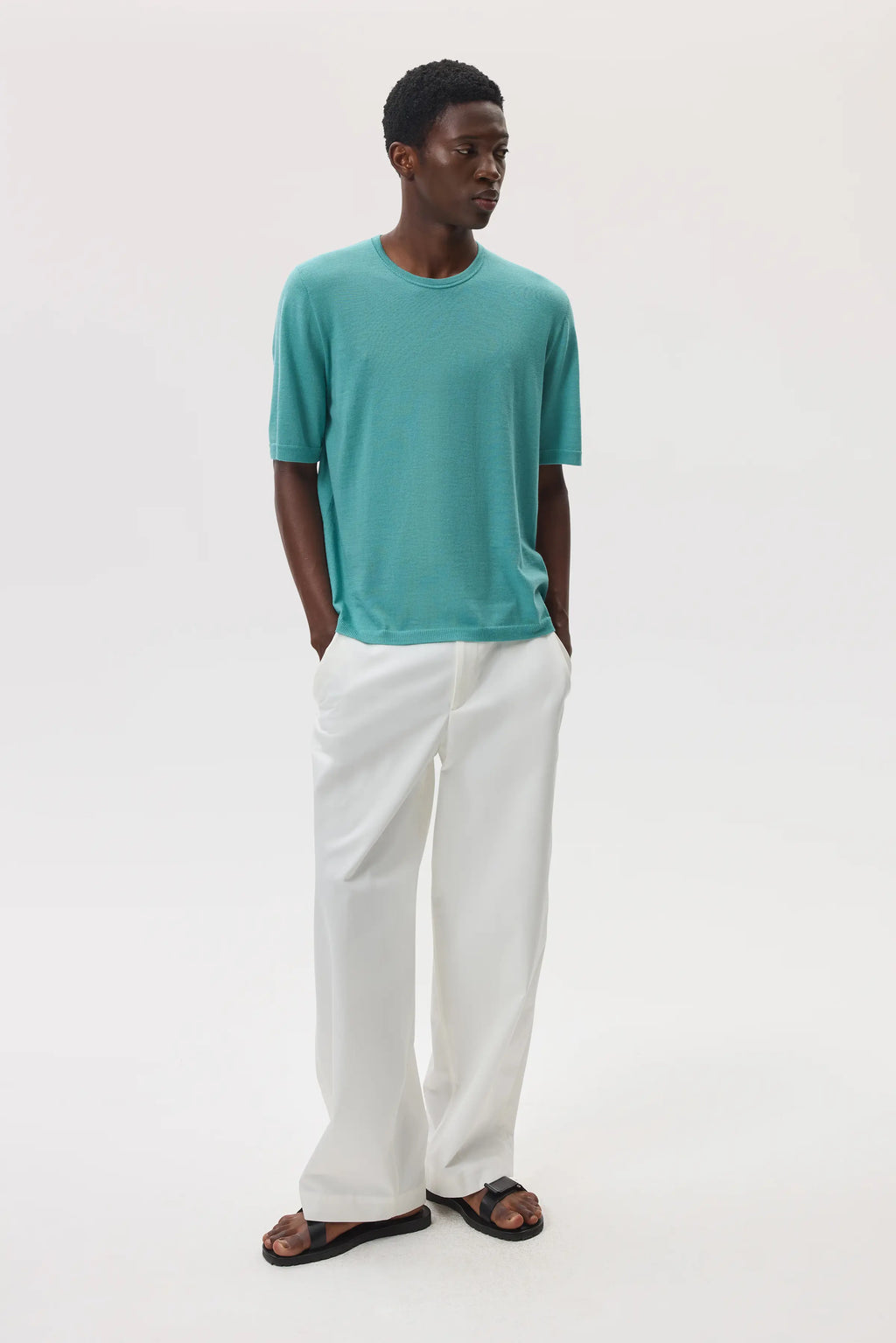 Johnstons of Elgin - Superfine Merino Green T - Shirt