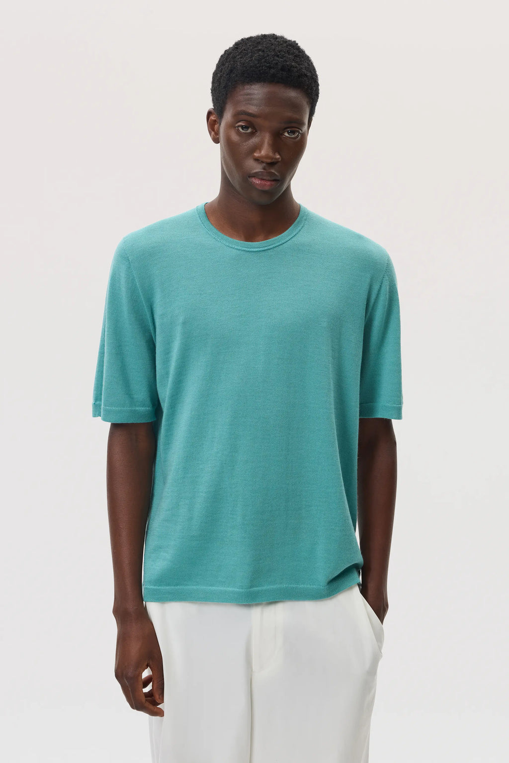 Johnstons of Elgin - Superfine Merino Green T - Shirt