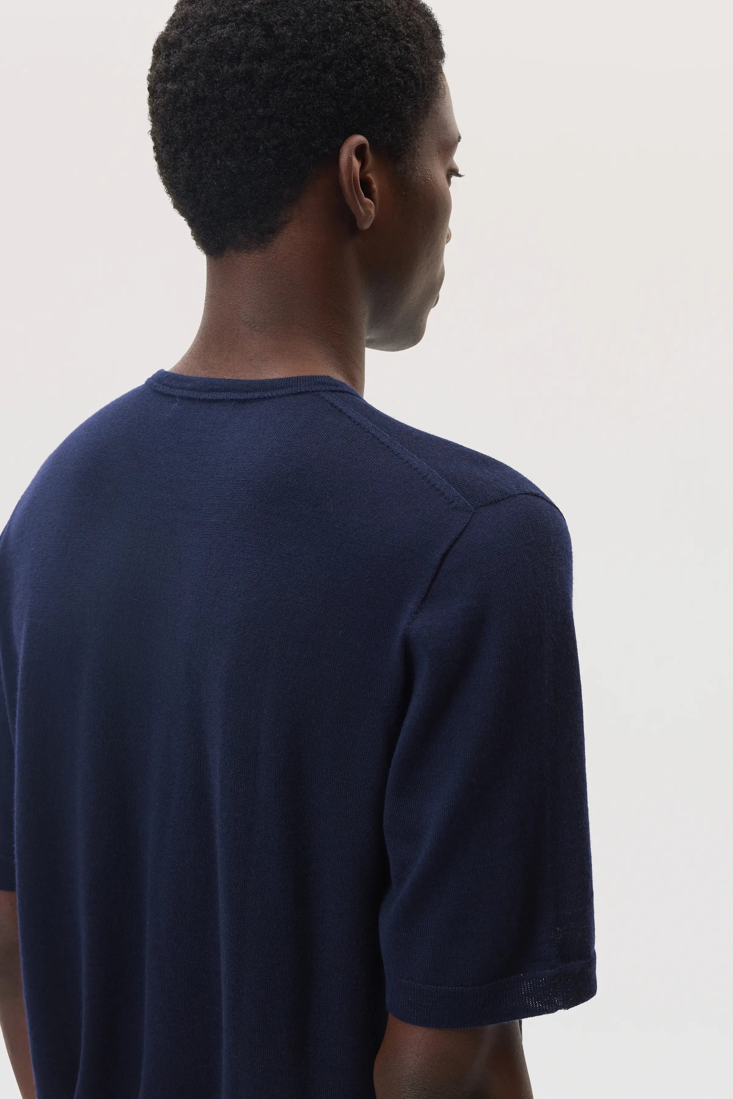Johnstons of Elgin - Superfine Merino Dark Navy T - Shirt