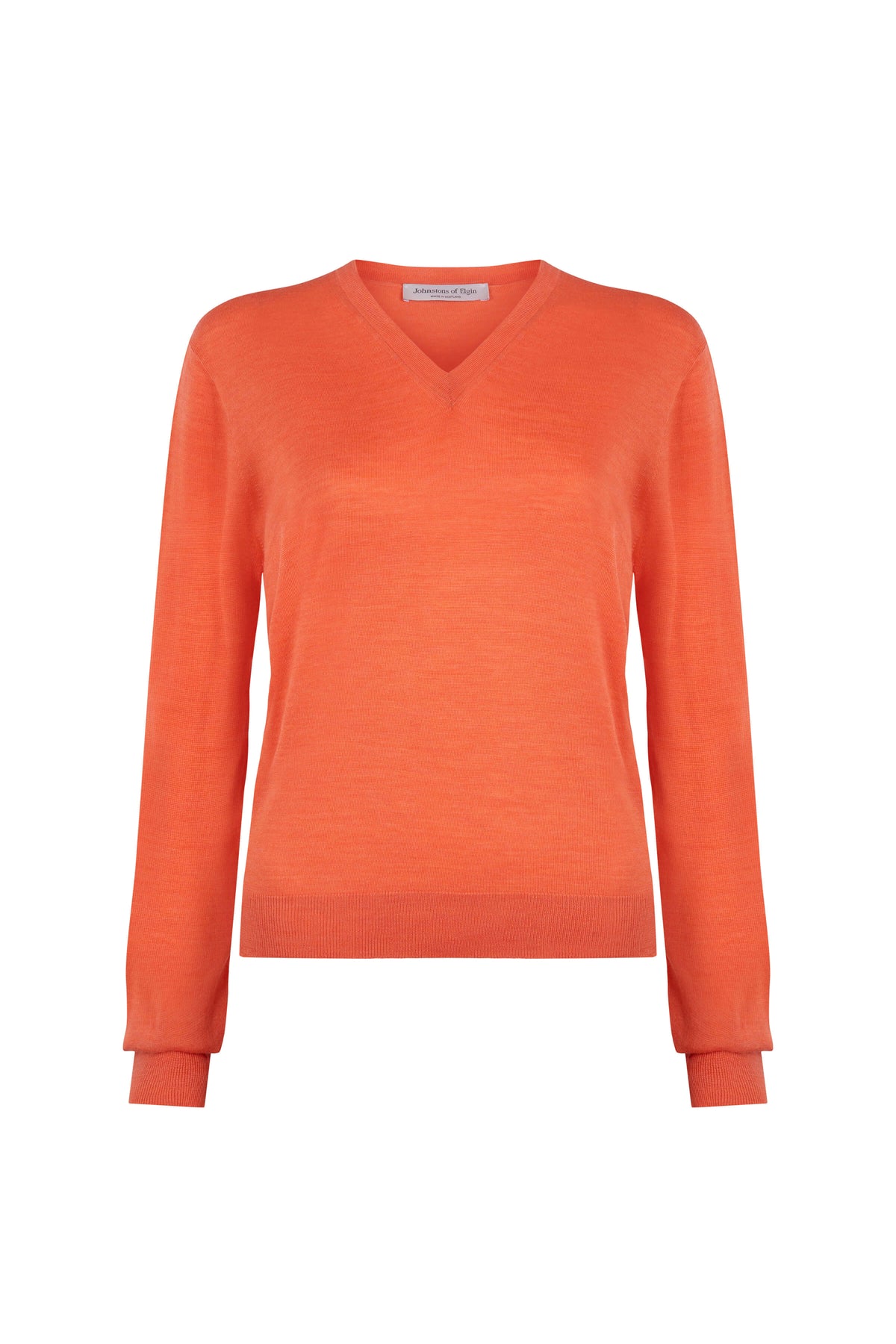 Johnstons of Elgin - Superfine Merino V Neck Orange Jumper