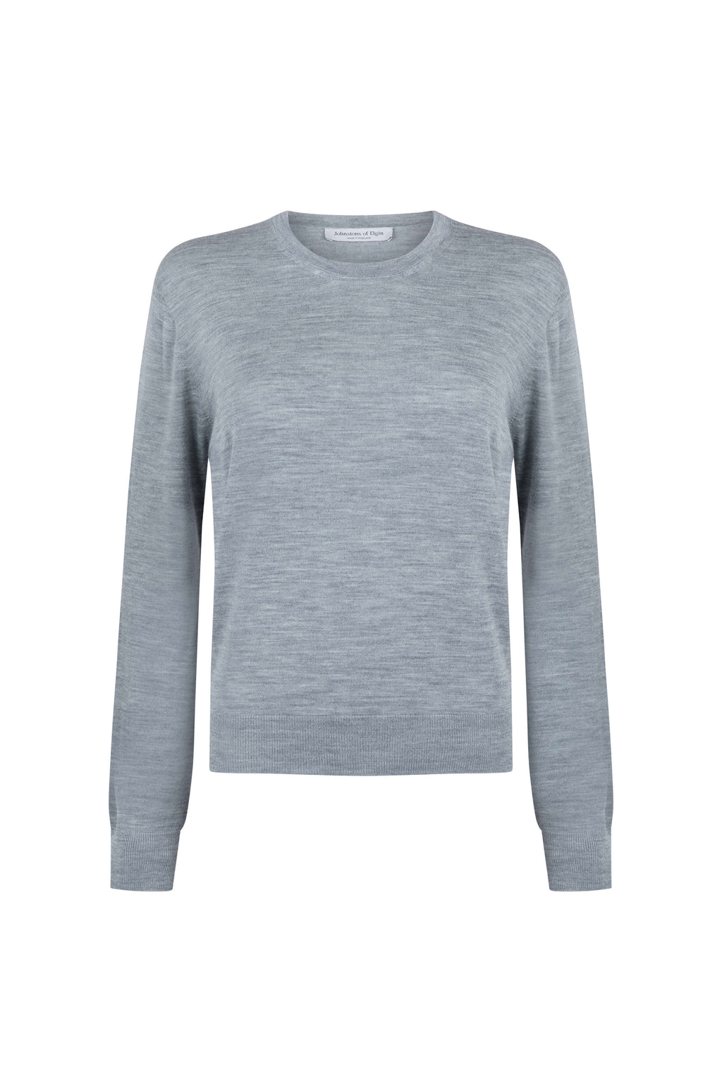 Johnstons of Elgin - Superfine Merino Round Neck Light Grey Jumper