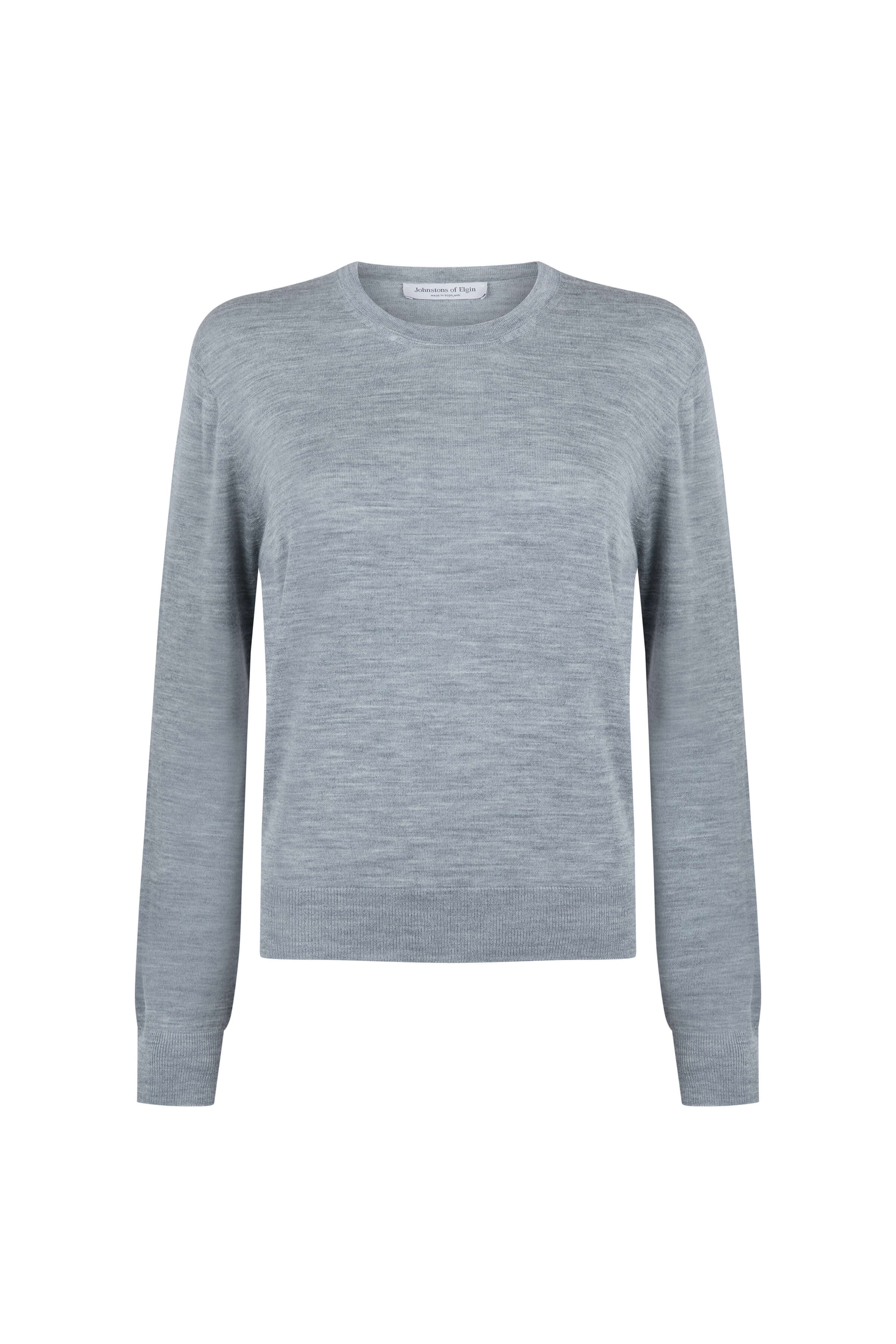 Johnstons of Elgin - Superfine Merino Round Neck Light Grey Jumper