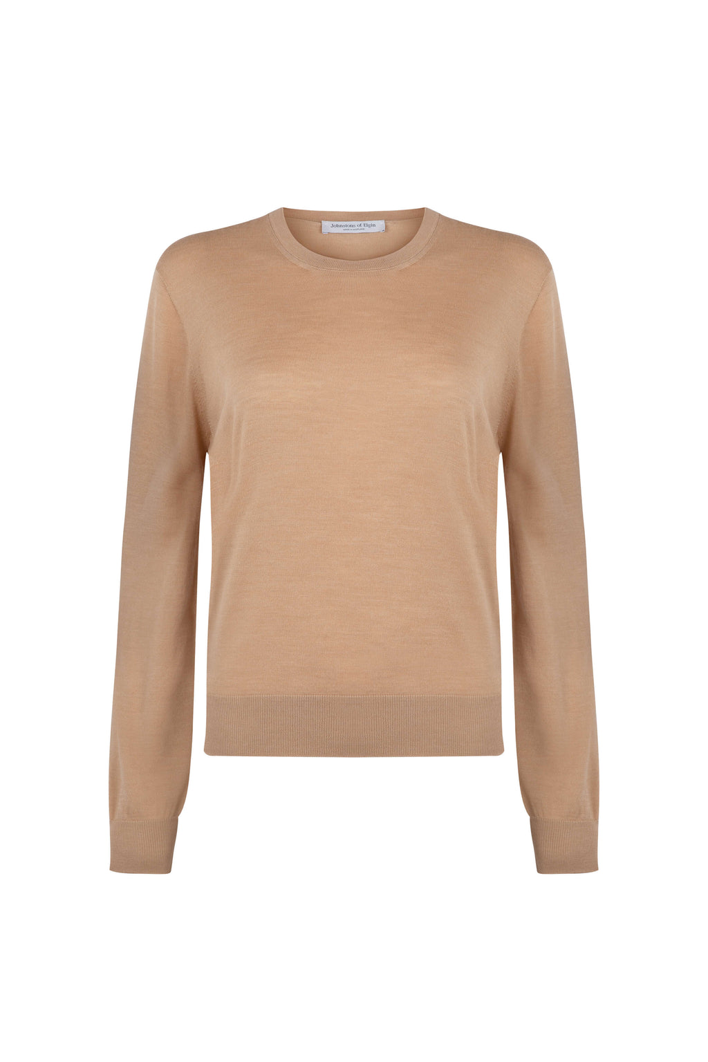 Johnstons of Elgin - Superfine Merino Round Neck Camel Jumper