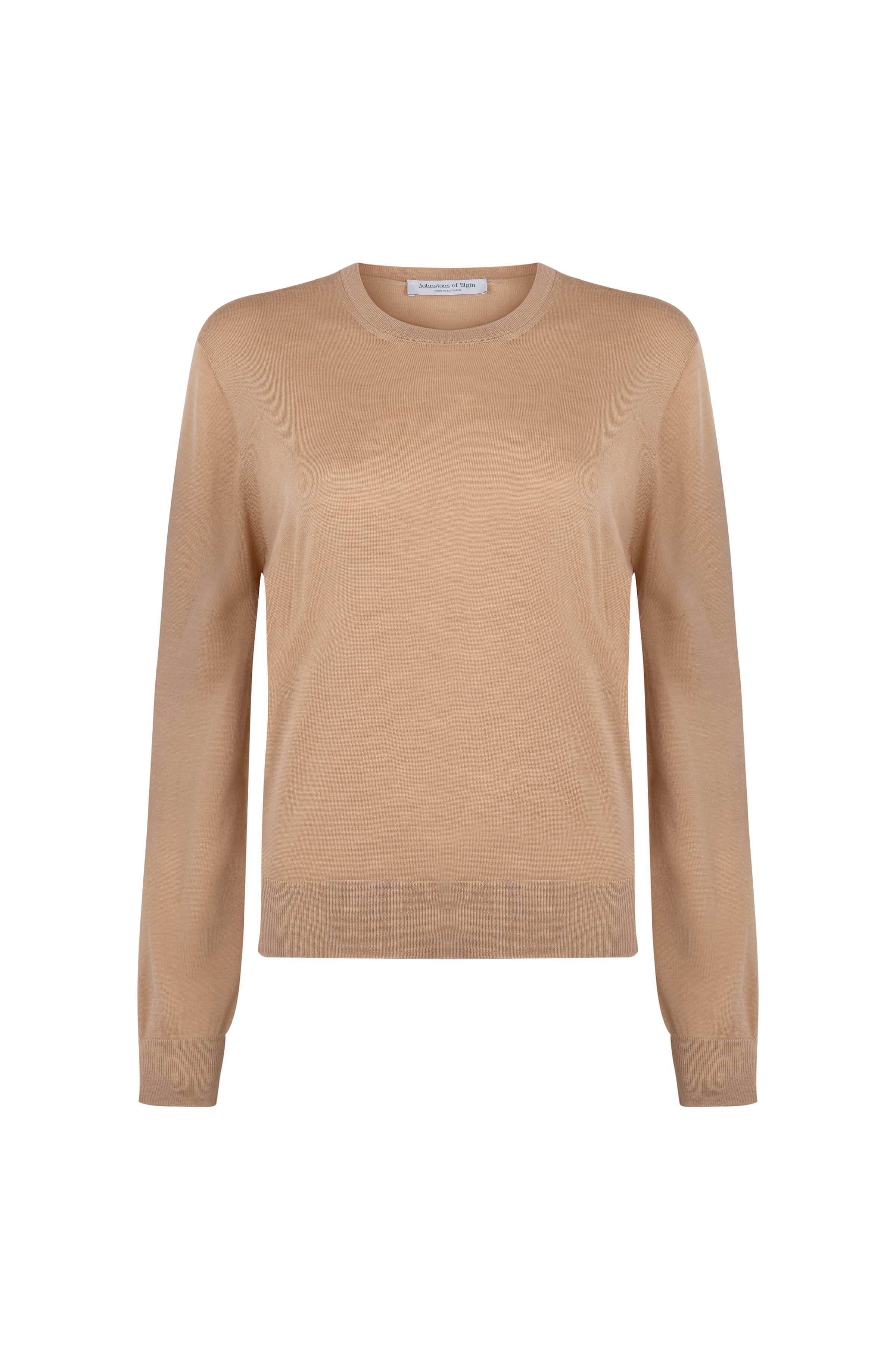 Johnstons of Elgin - Superfine Merino Round Neck Camel Jumper
