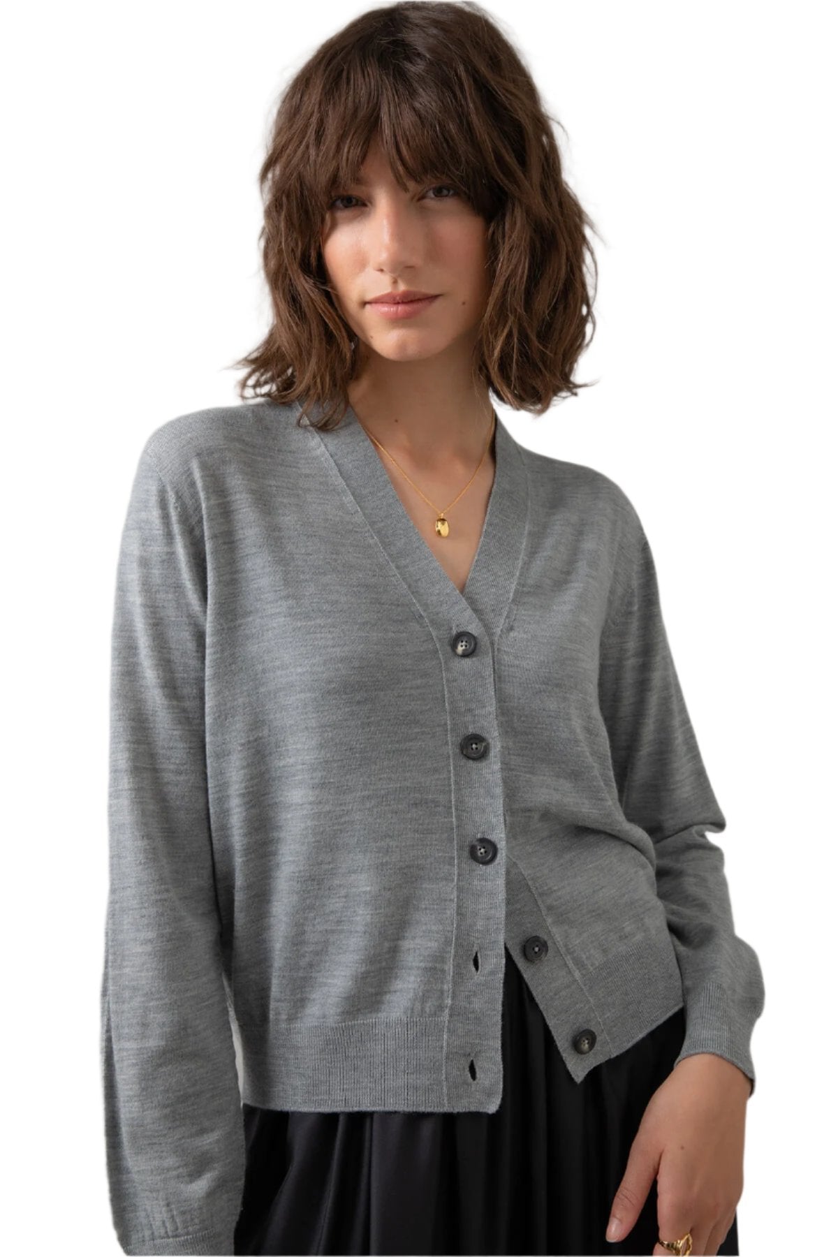 Johnstons of Elgin - Superfine Merino Light Grey Cardigan