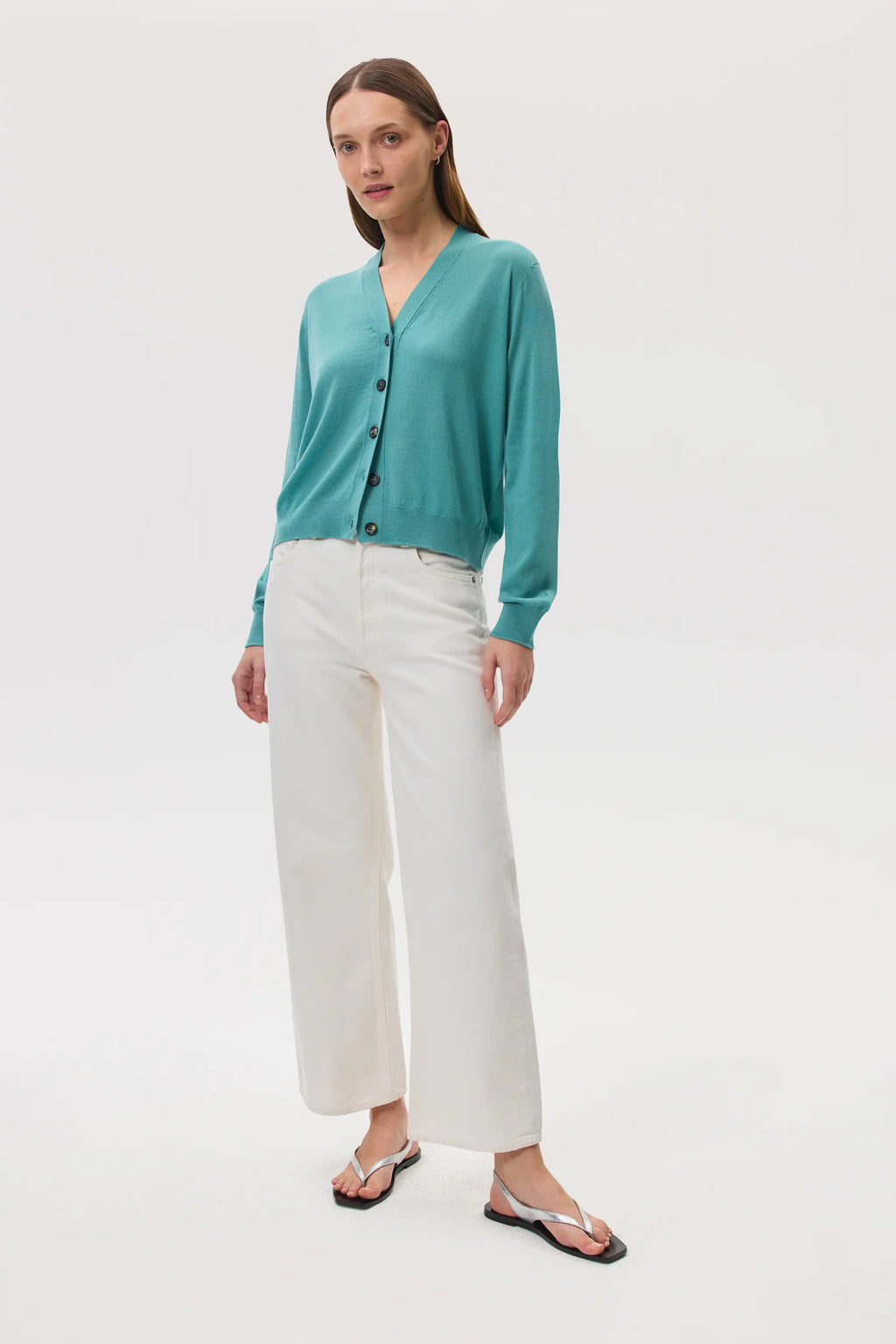 Johnstons of Elgin - Superfine Merino Wool Green Cardigan