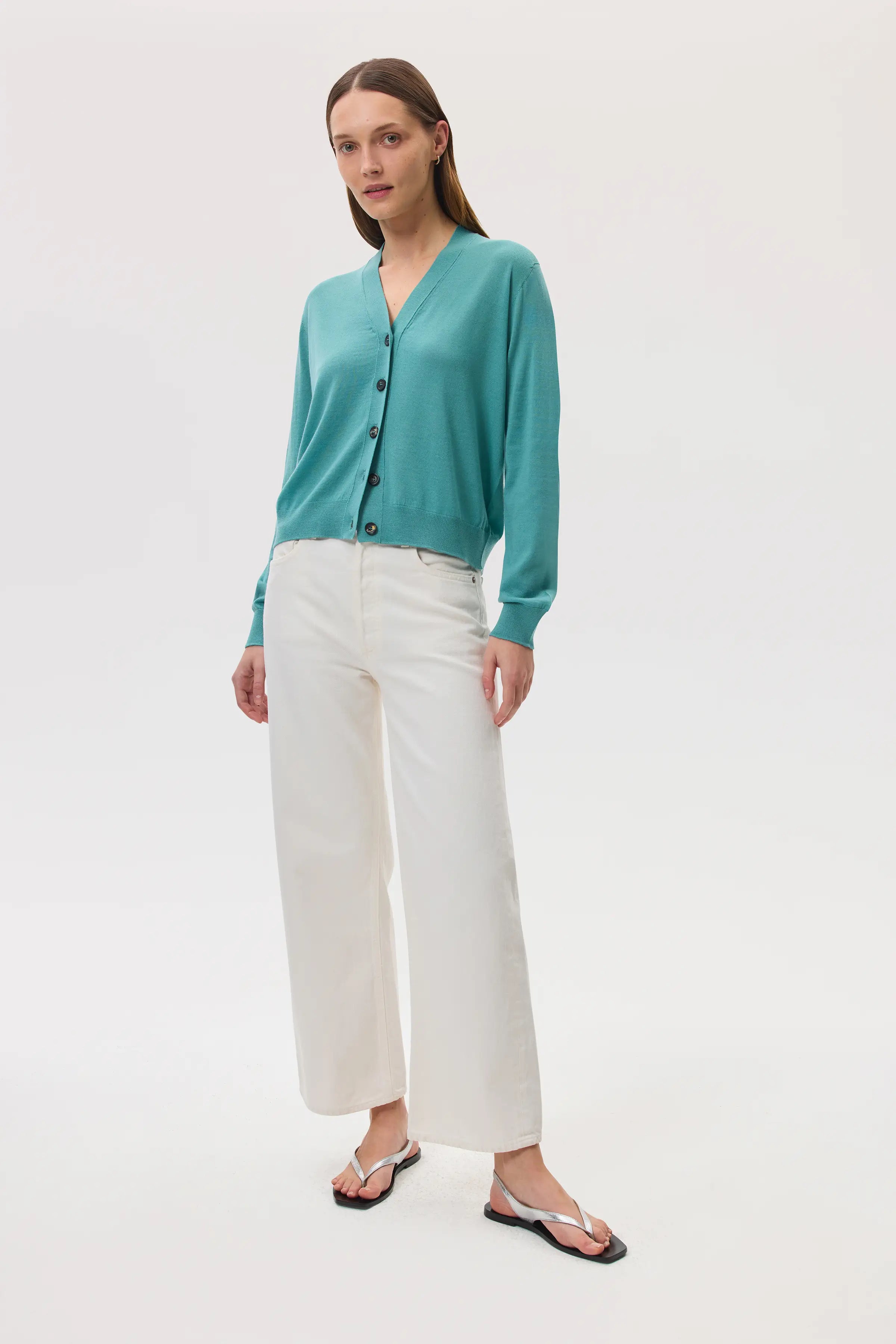 Johnstons of Elgin - Superfine Merino Wool Green Cardigan