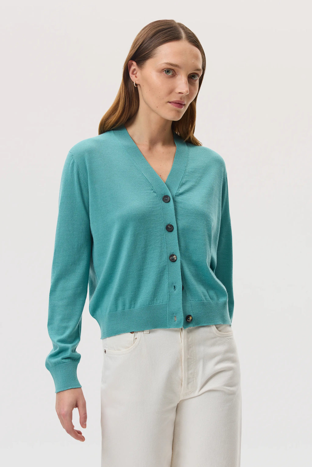 Johnstons of Elgin - Superfine Merino Wool Green Cardigan