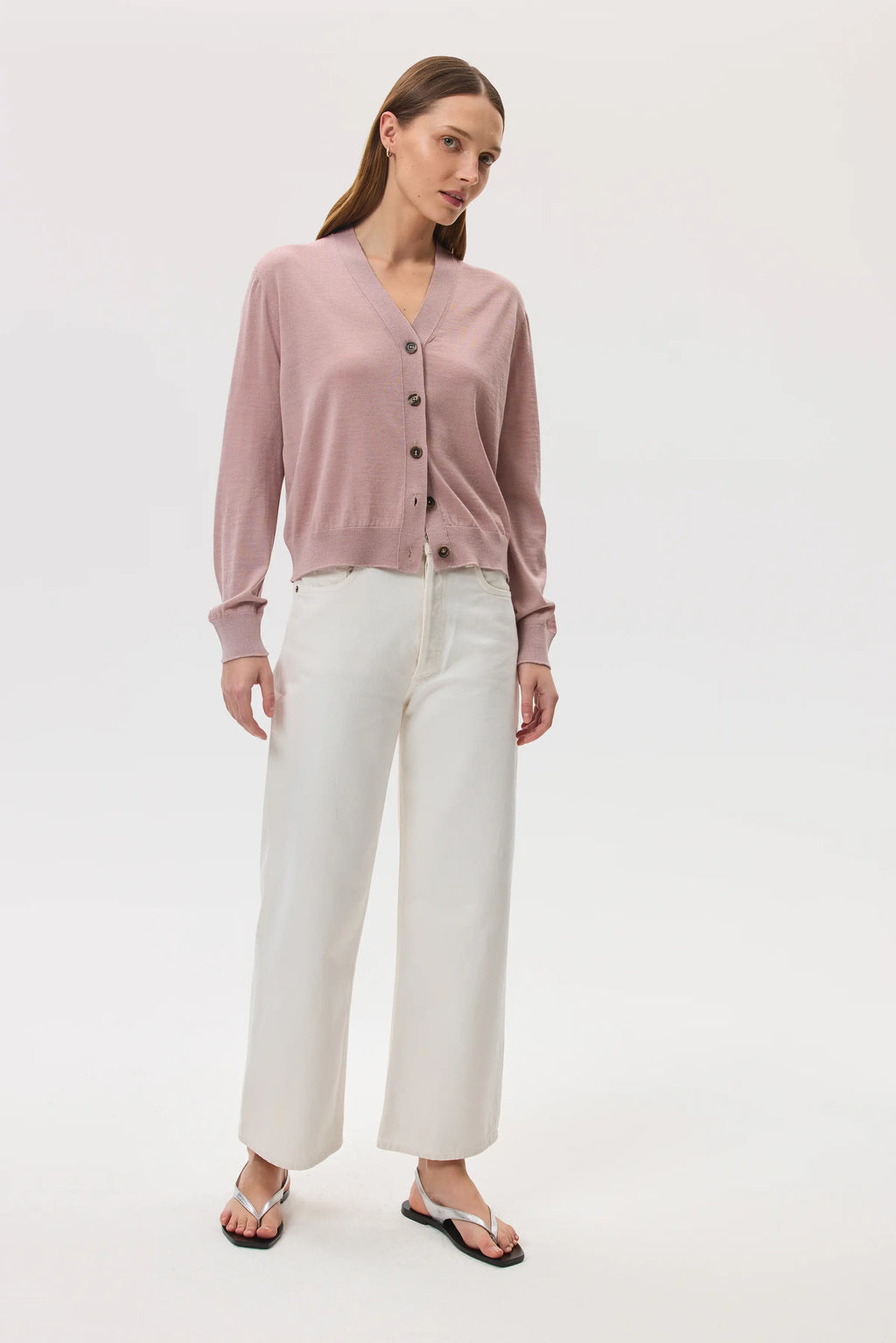 Johnstons of Elgin - Superfine Merino Wool Pink Cardigan