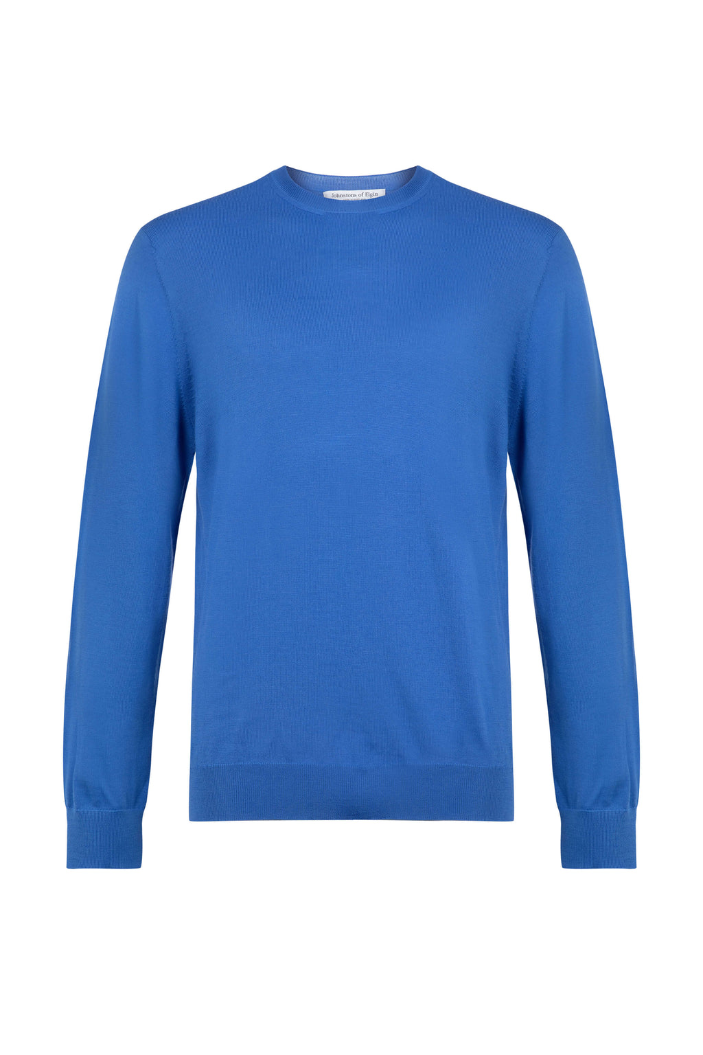 Johnstons of Elgin - Merino Round Neck Blue Jumper