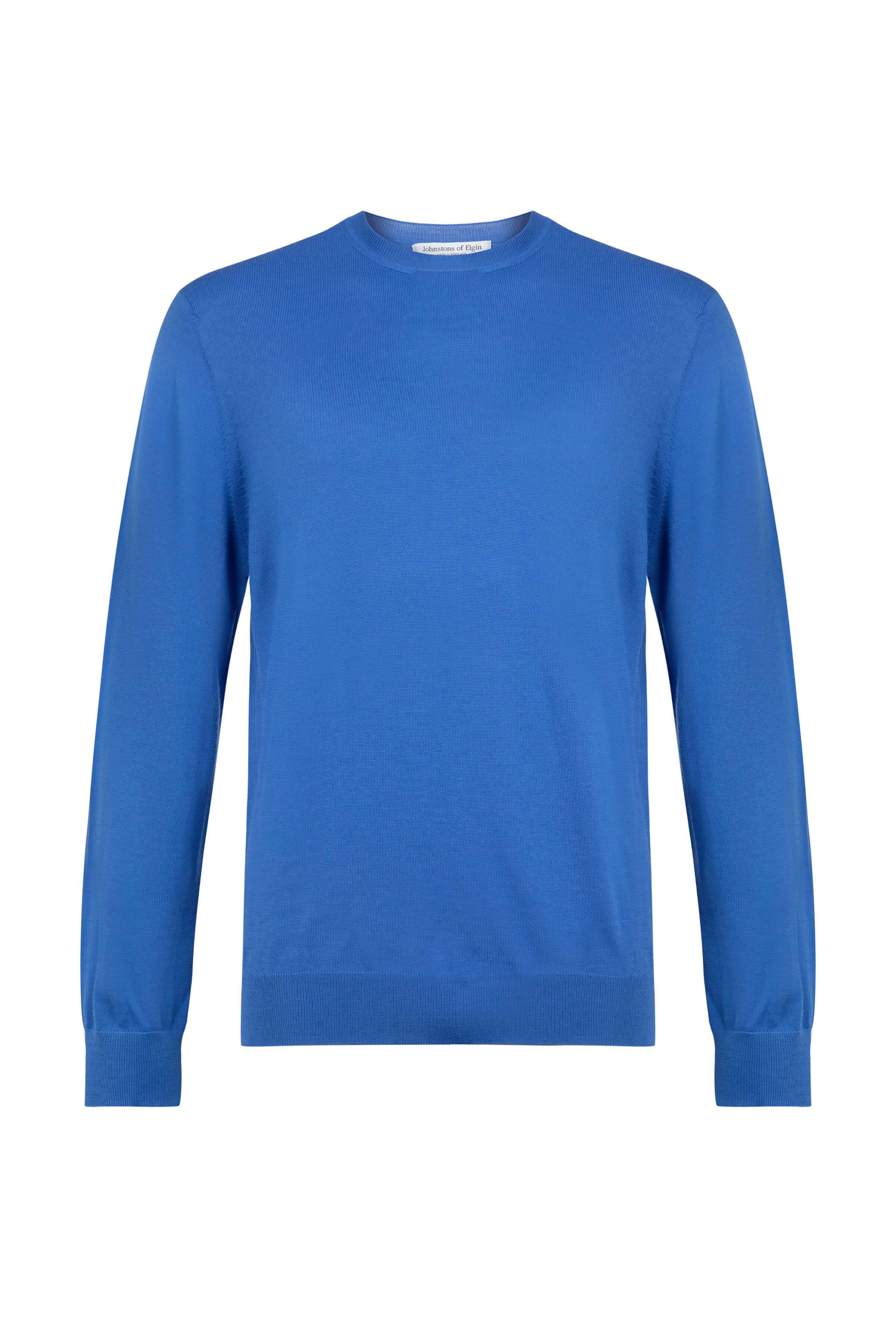 Johnstons of Elgin - Merino Round Neck Blue Jumper