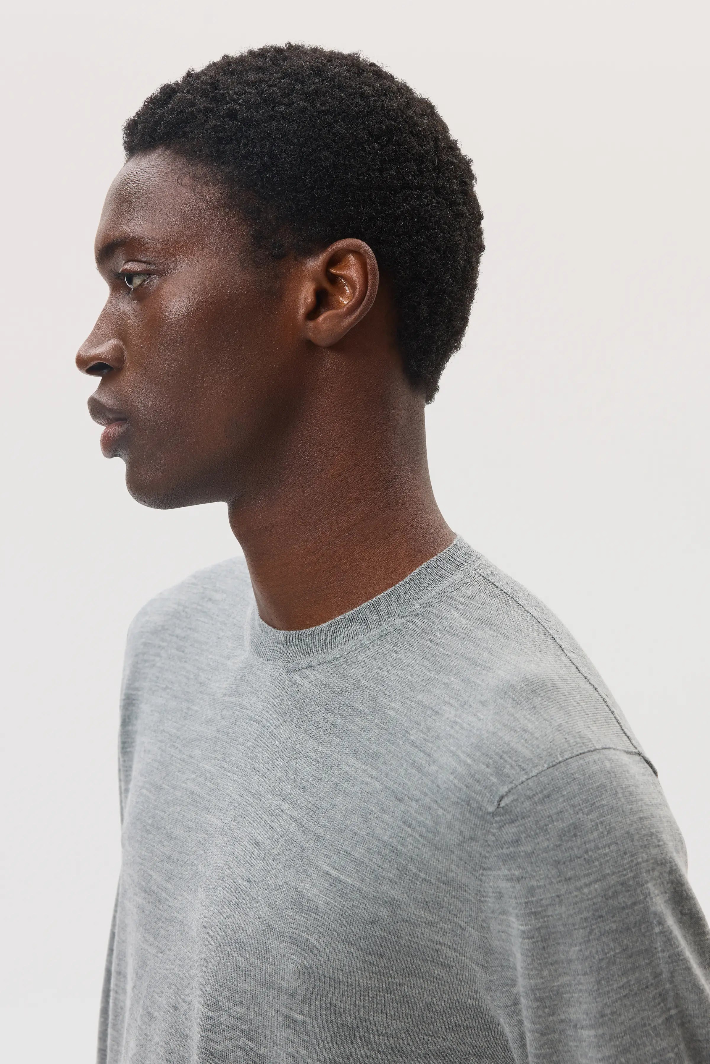 Johnstons of Elgin - Merino Round Neck Light Grey Jumper