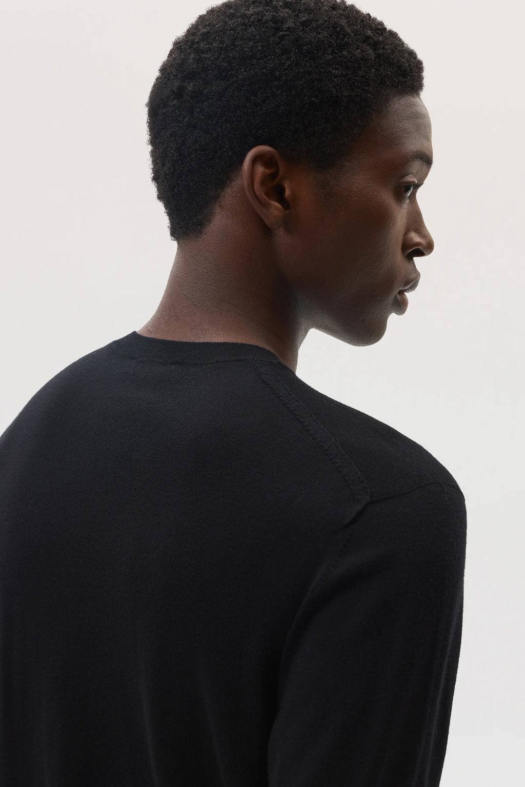 Johnstons of Elgin - Merino Round Neck Black Jumper