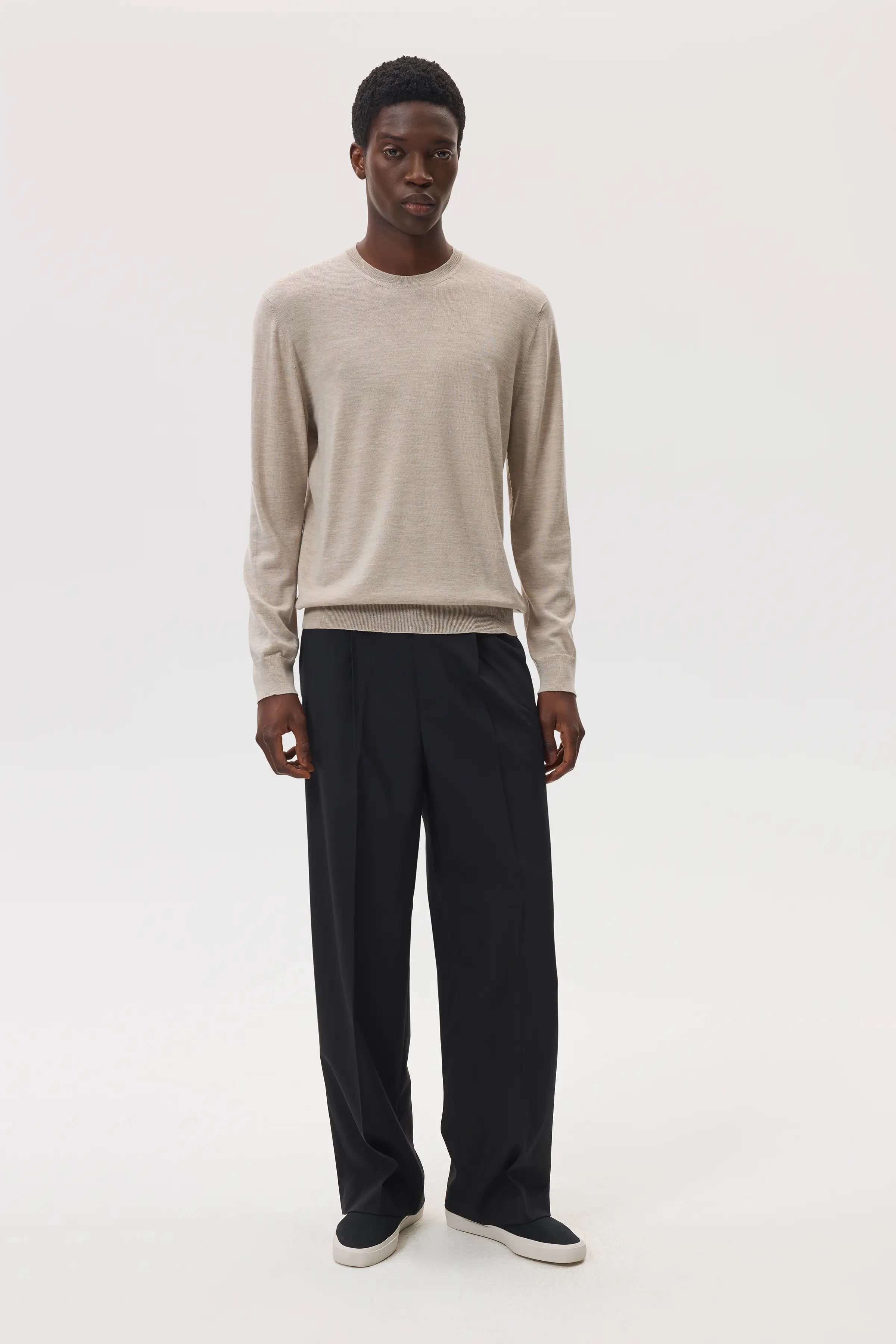 Johnstons of Elgin - Merino Round Neck Natural Jumper