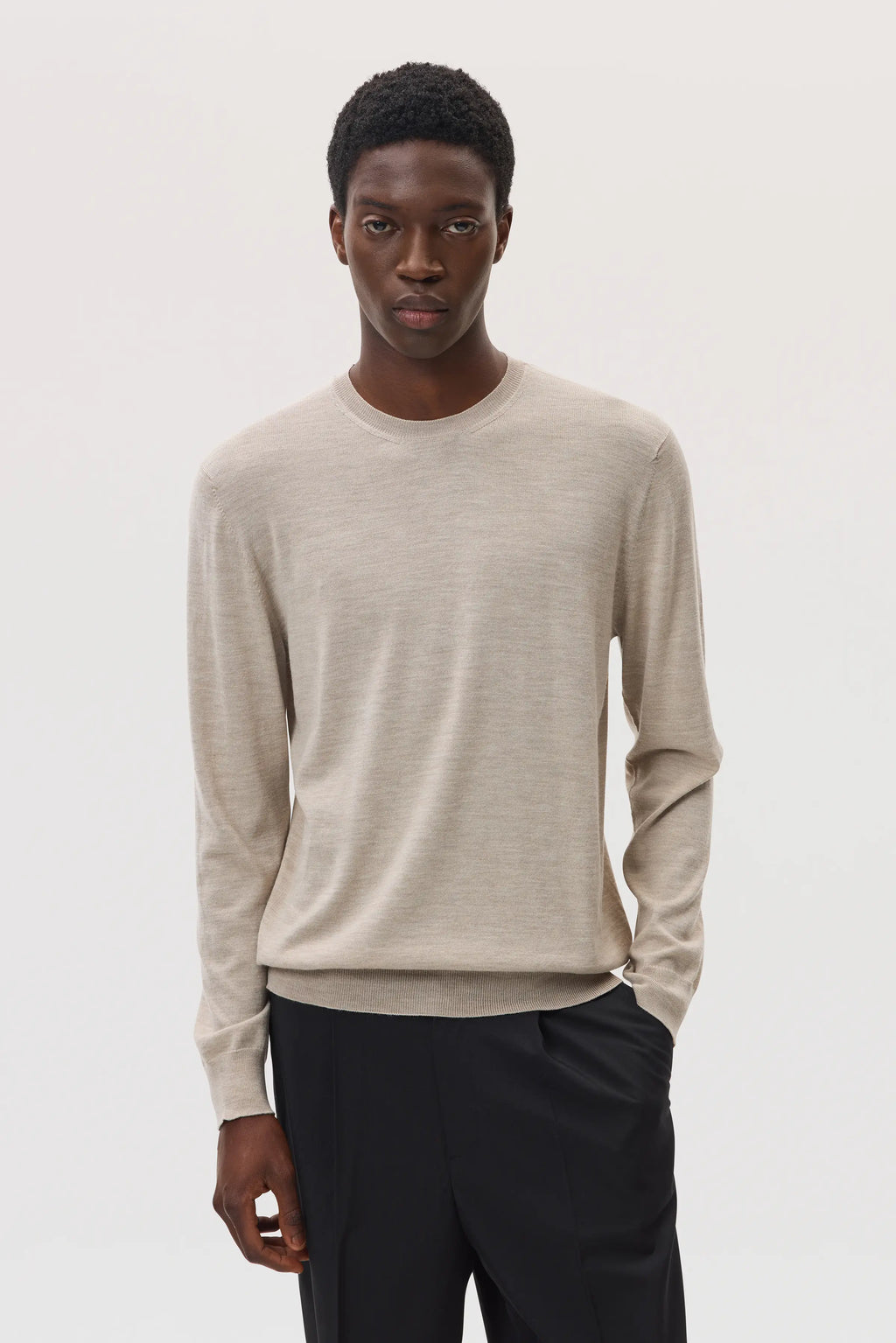 Johnstons of Elgin - Merino Round Neck Natural Jumper