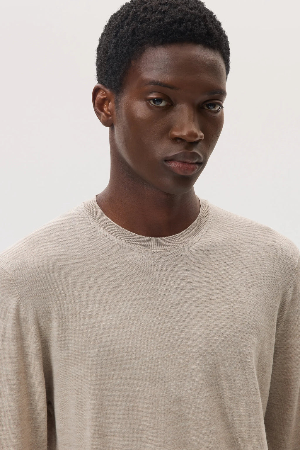 Johnstons of Elgin - Merino Round Neck Natural Jumper