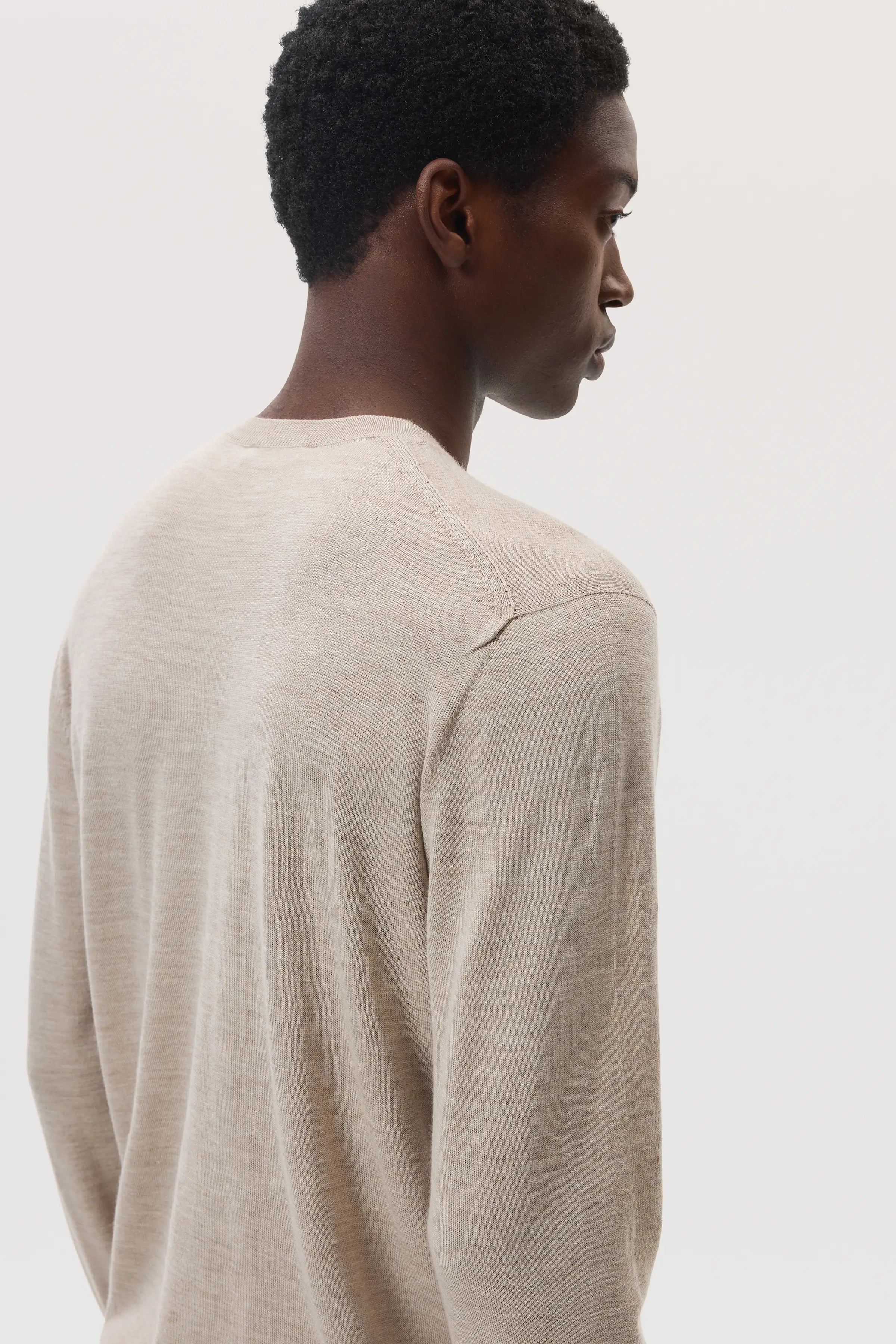 Johnstons of Elgin - Merino Round Neck Natural Jumper