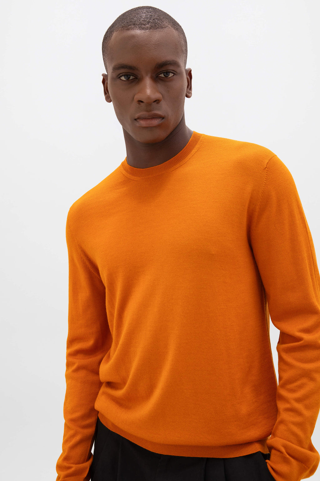 Johnstons of Elgin - Merino Round Neck Orange Jumper