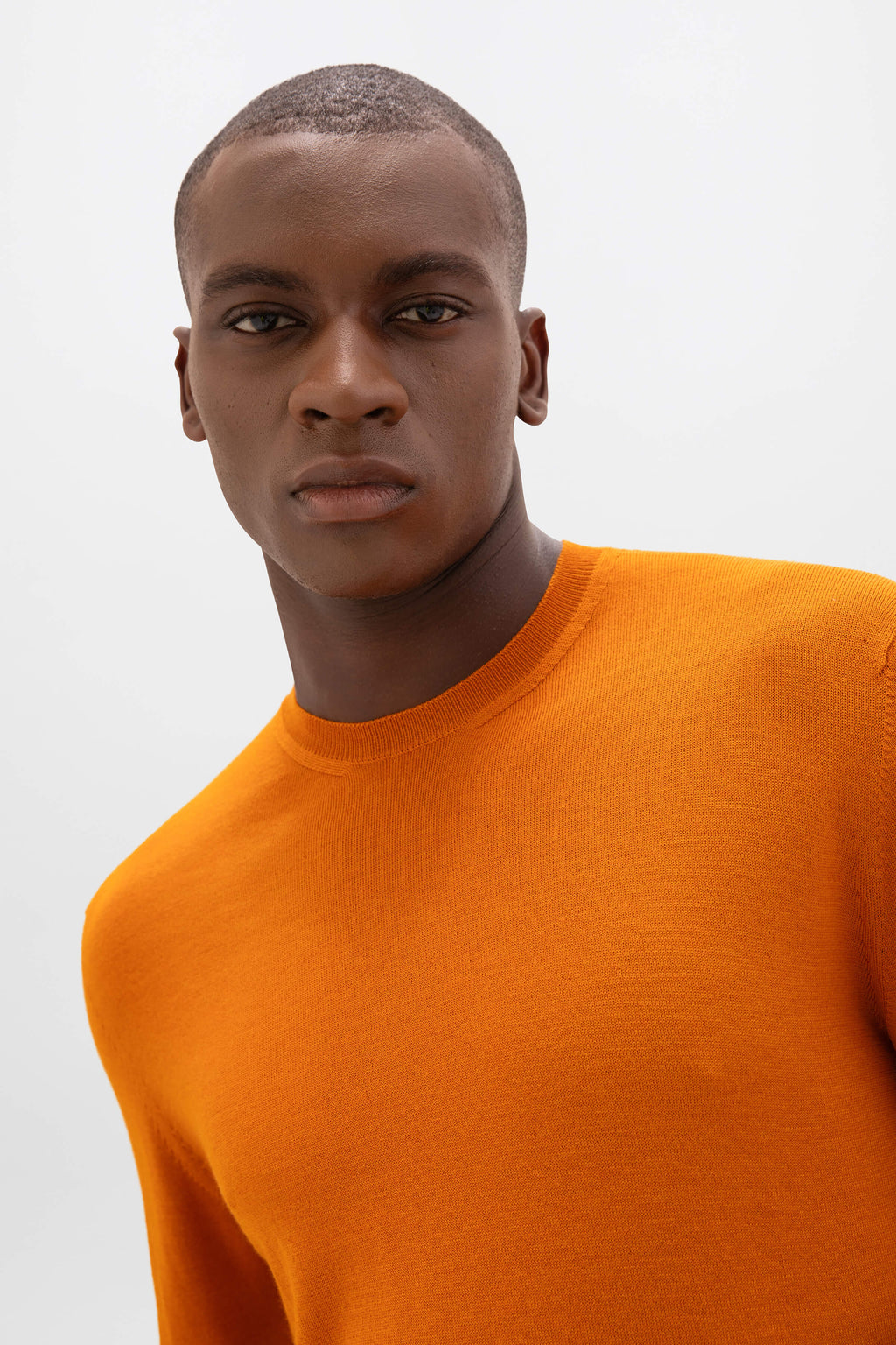 Johnstons of Elgin - Merino Round Neck Orange Jumper