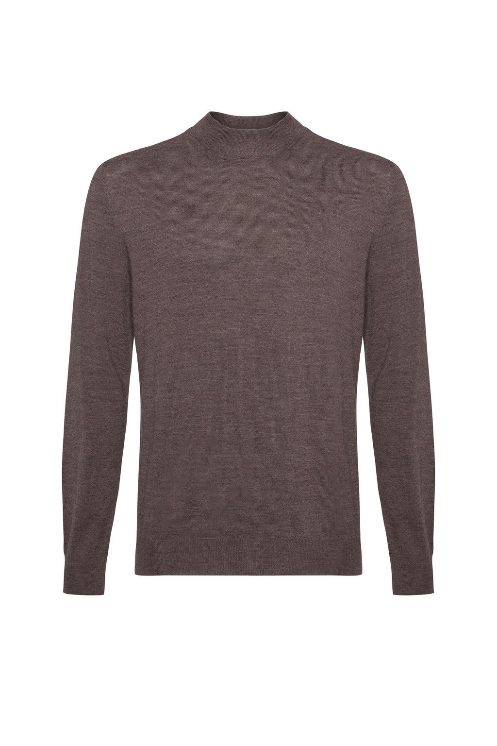 Johnstons of Elgin - Mock Turtle Neck Merino Light Brown Jumper