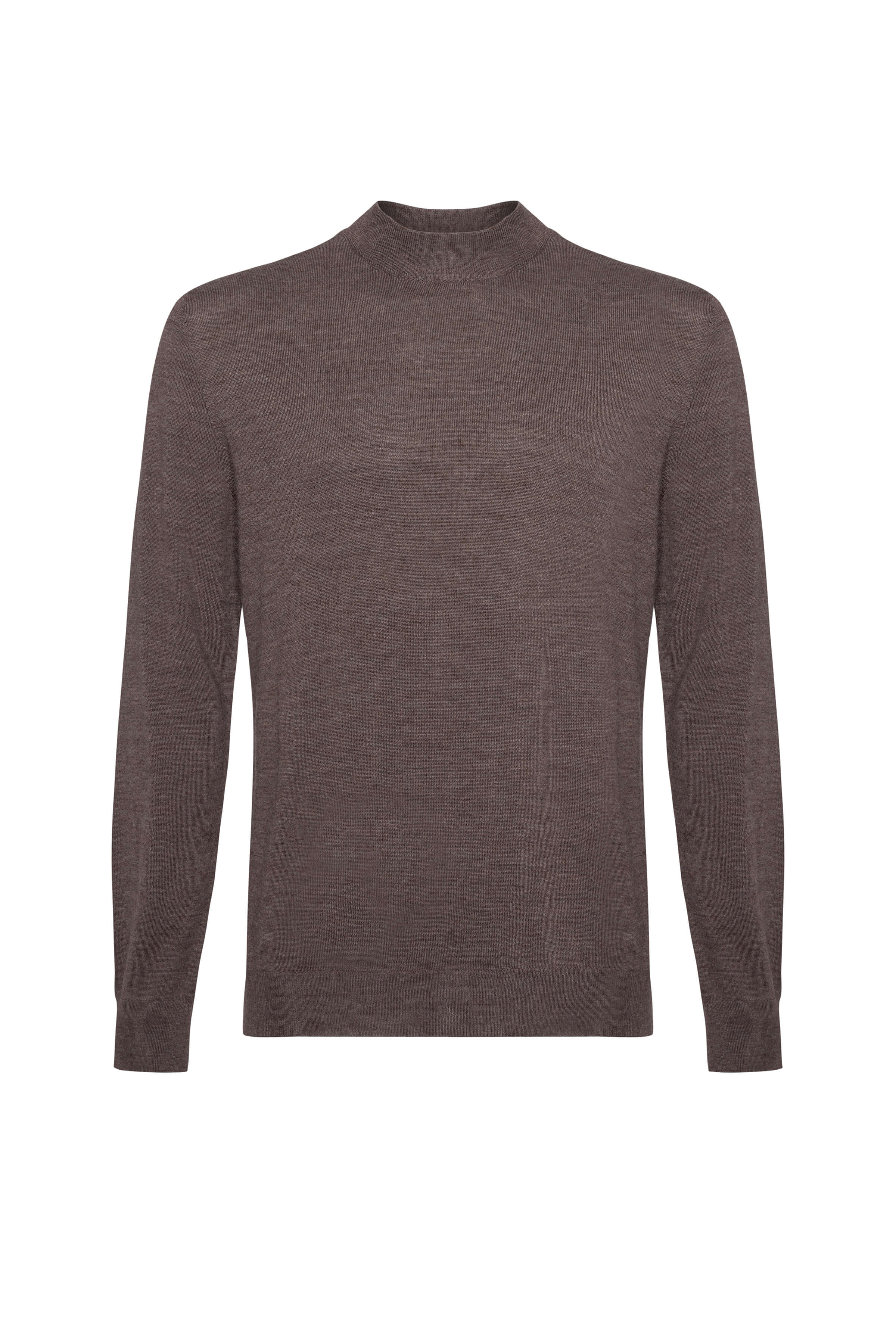 Johnstons of Elgin - Mock Turtle Neck Merino Light Brown Jumper