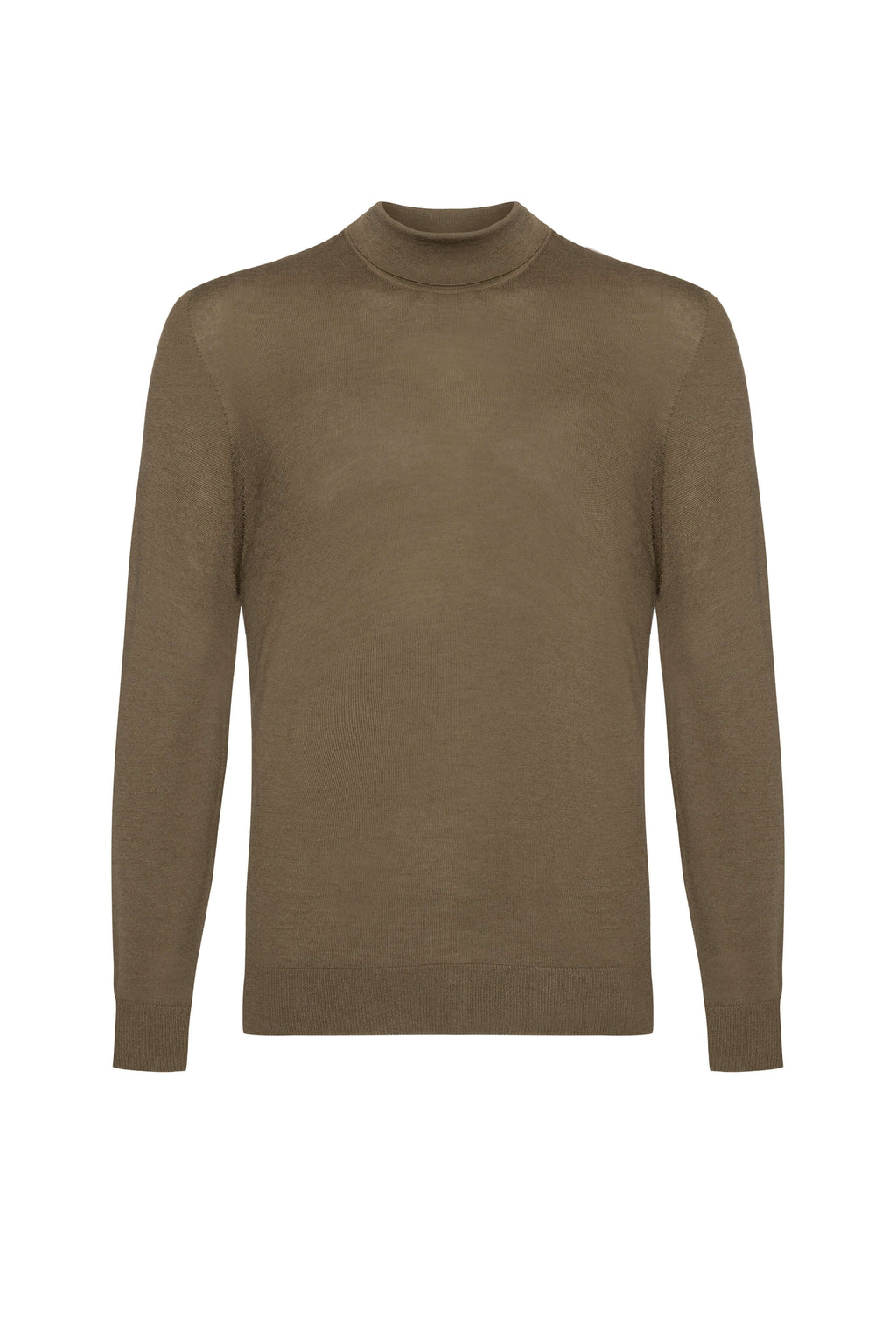 Johnstons of Elgin - Mock Turtle Neck Merino Olive Green Jumper