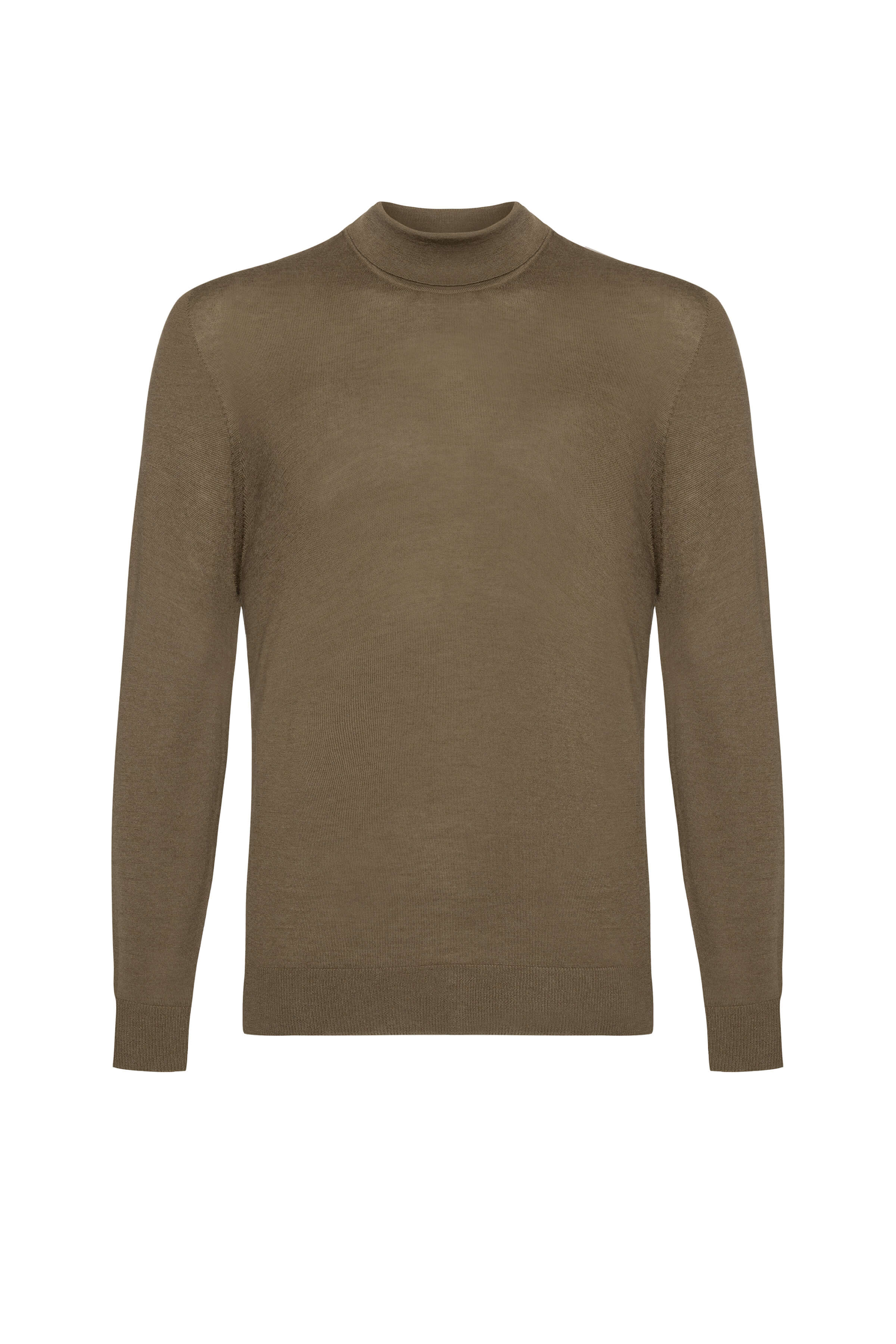Johnstons of Elgin - Mock Turtle Neck Merino Olive Green Jumper