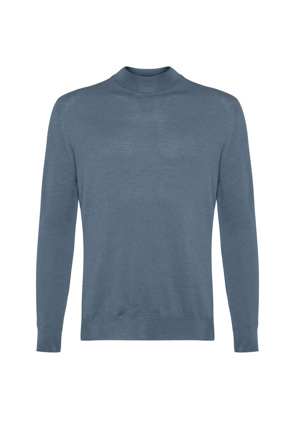 Johnstons of Elgin - Mock Turtle Neck Blue Merino Jumper