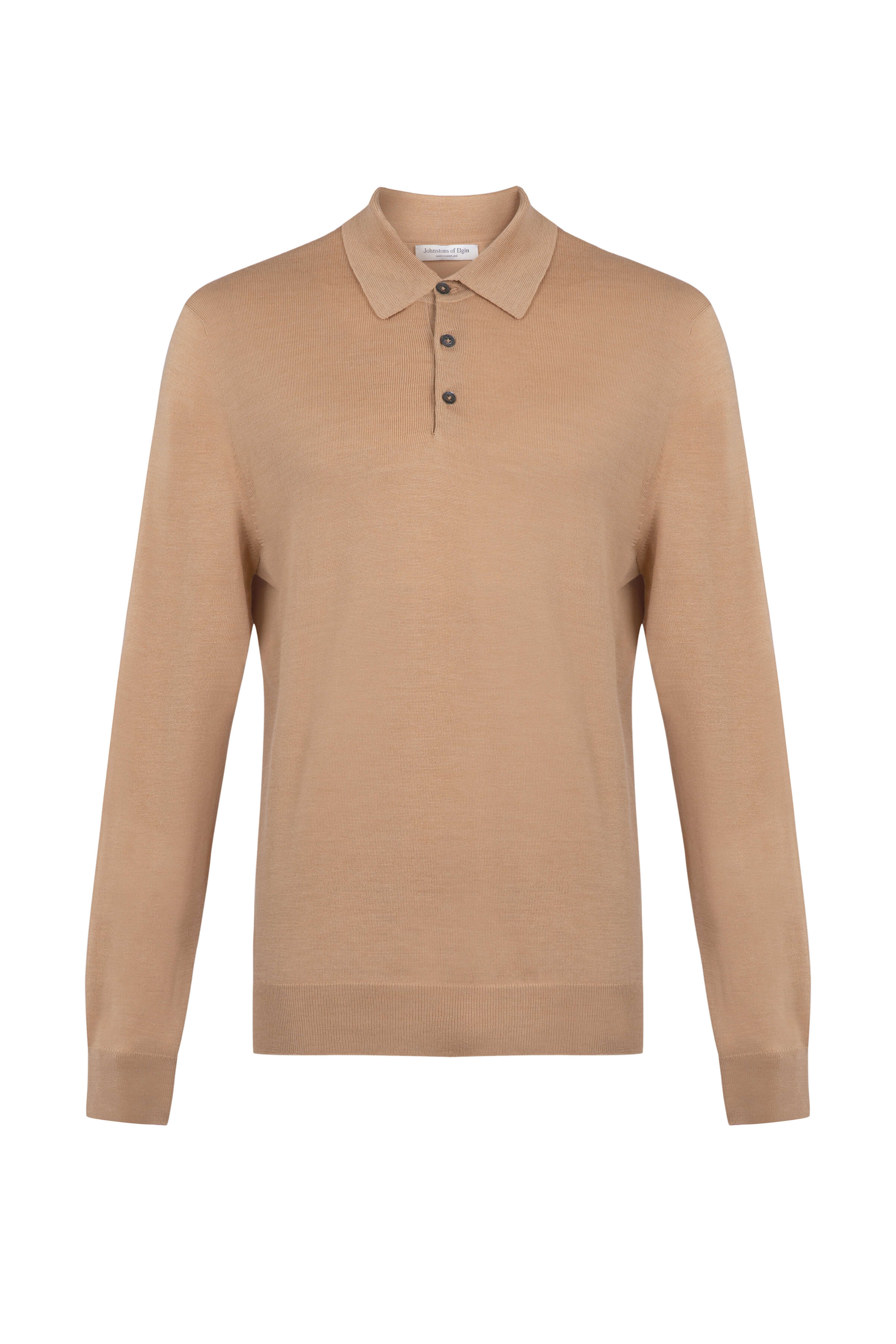 Johnstons of Elgin - Merino Long Sleeve Poloshirt