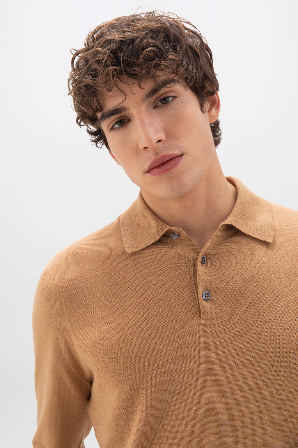 Johnstons of Elgin - Merino Long Sleeve Poloshirt