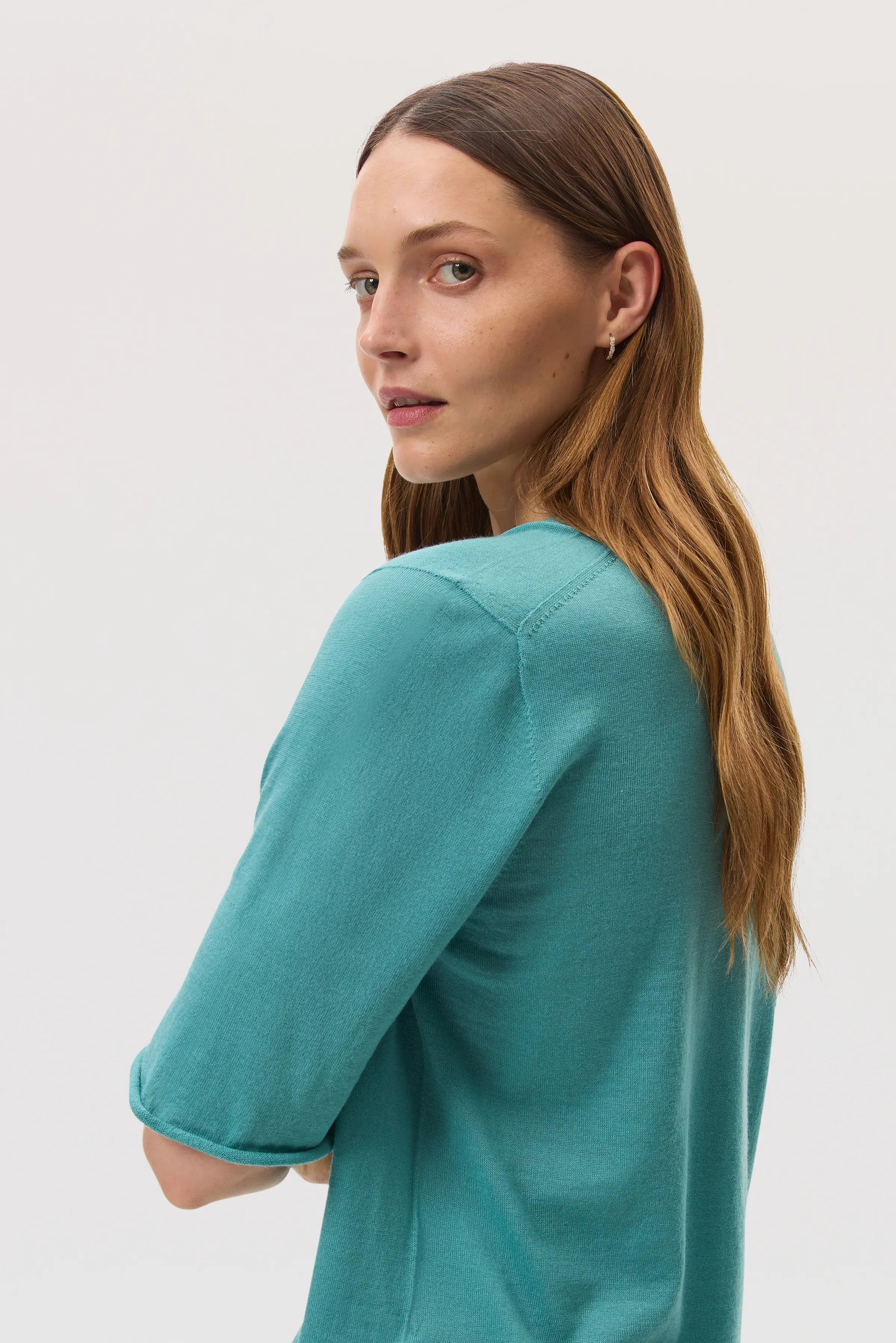 Johnstons of Elgin - Superfine Merino Wool Green T - Shirt