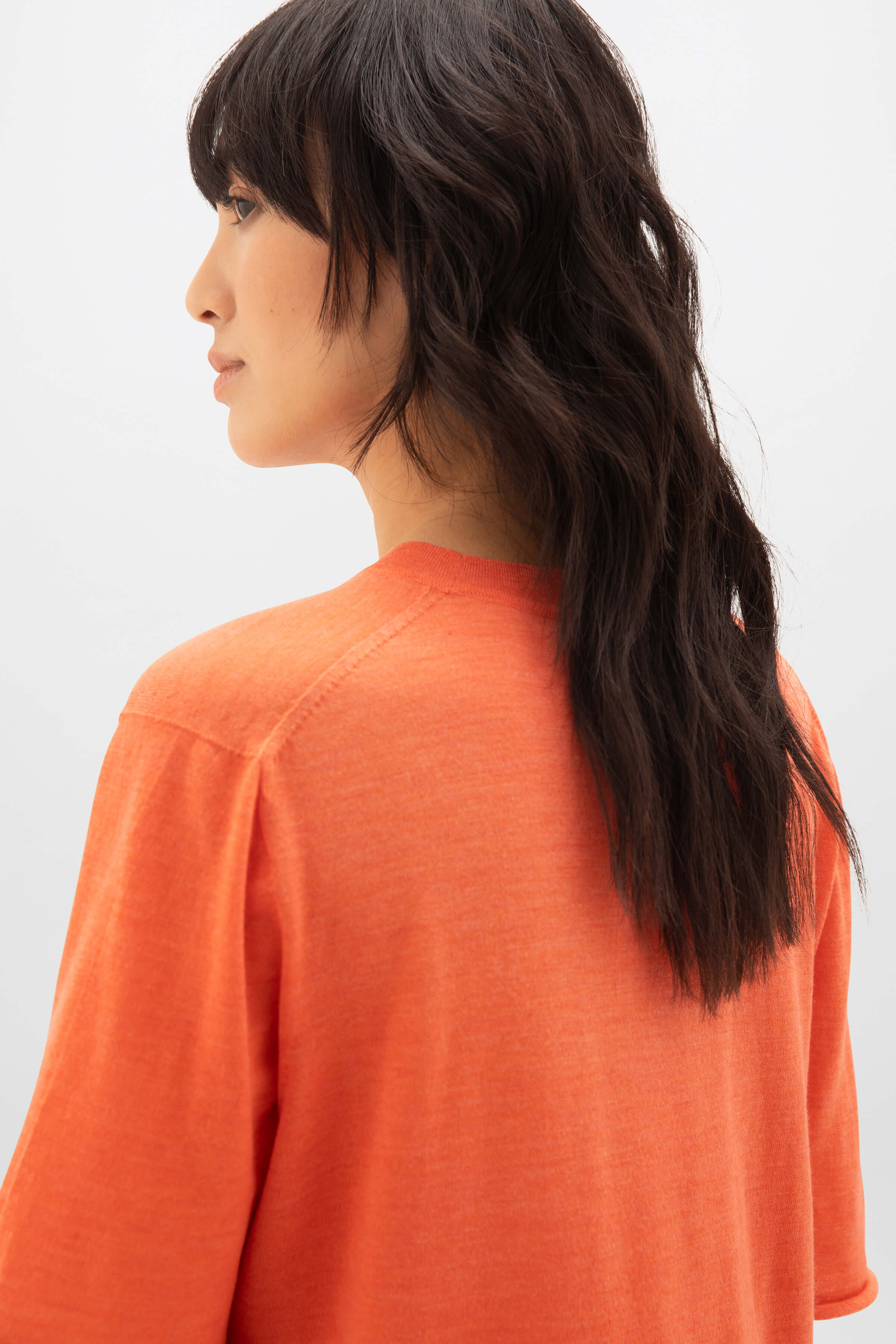Johnstons of Elgin - Superfine Merino Scoop Neck Orange T - Shirt