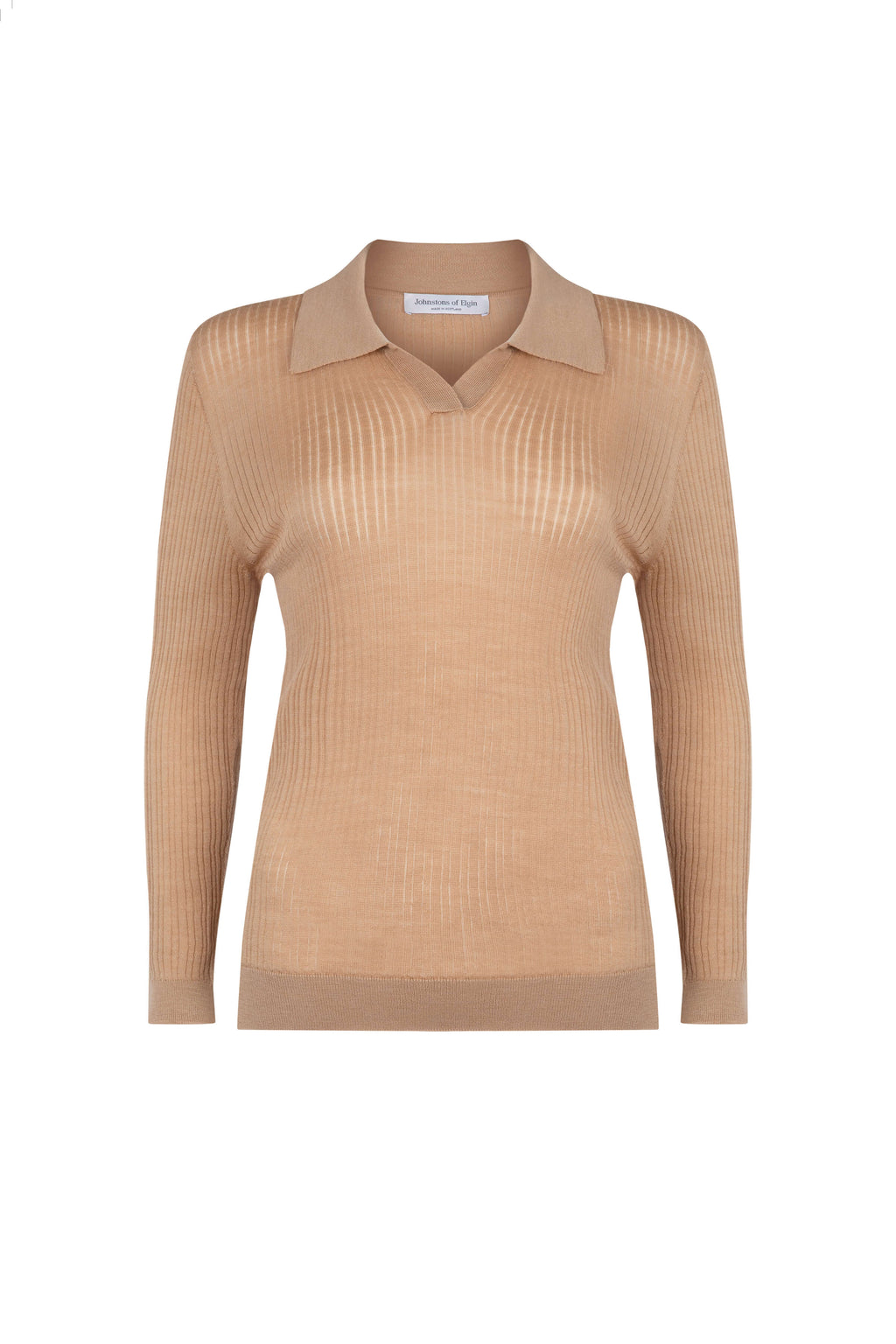 Johnstons of Elgin - Superfine Merino Ladder Rib Polo Shirt