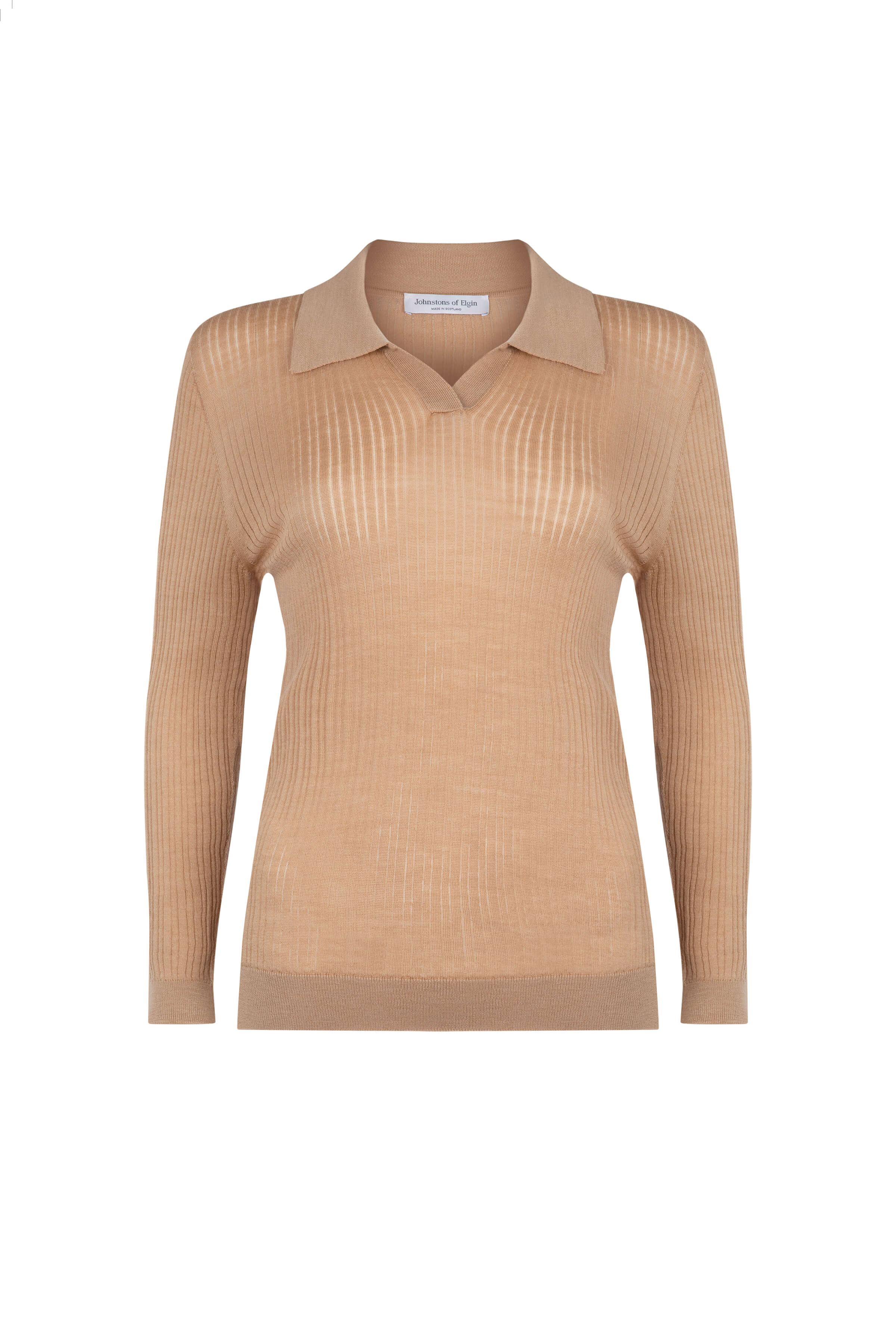 Johnstons of Elgin - Superfine Merino Ladder Rib Polo Shirt