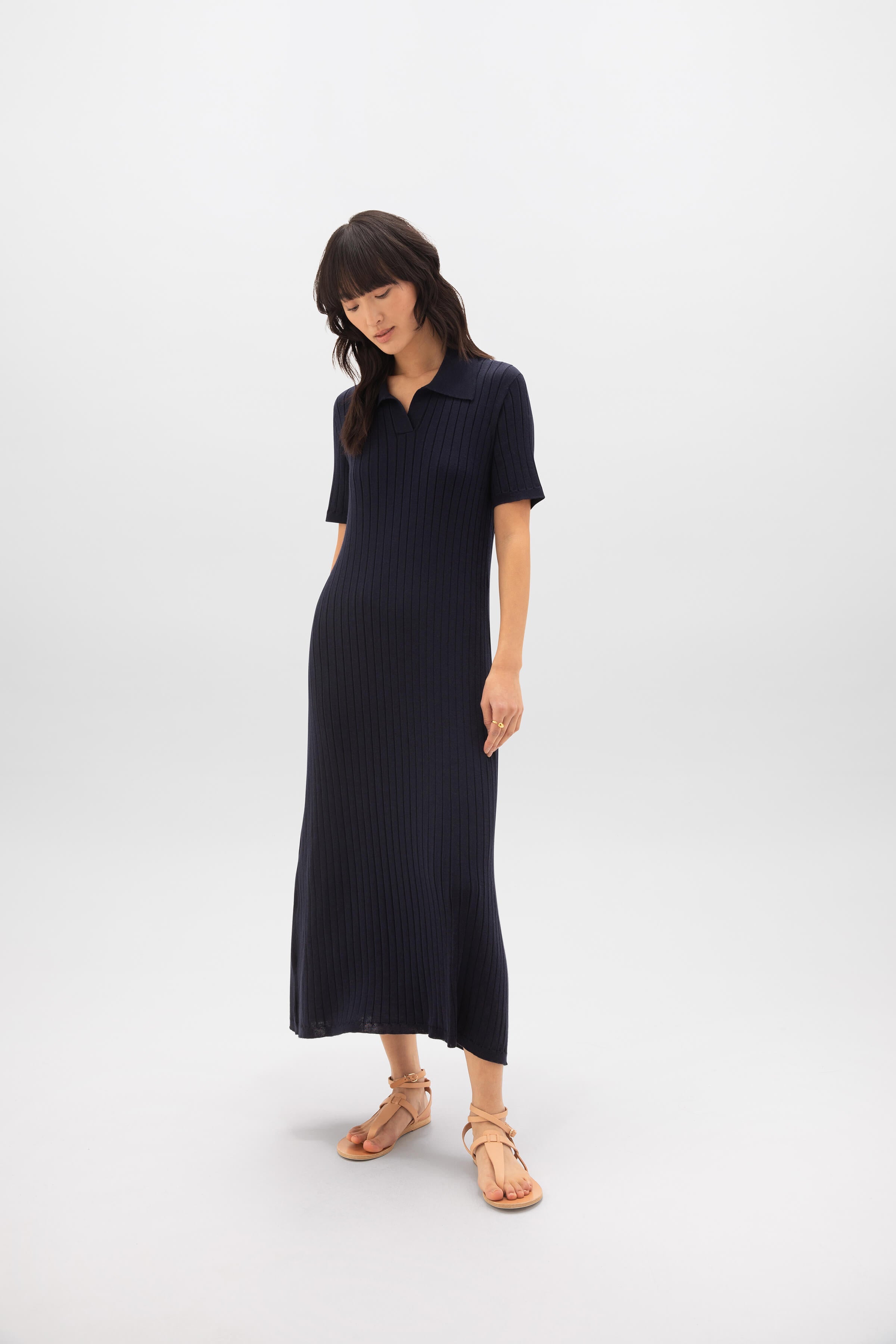 Johnstons of Elgin - Superfine Merino Ribbed Poloshirt Dress