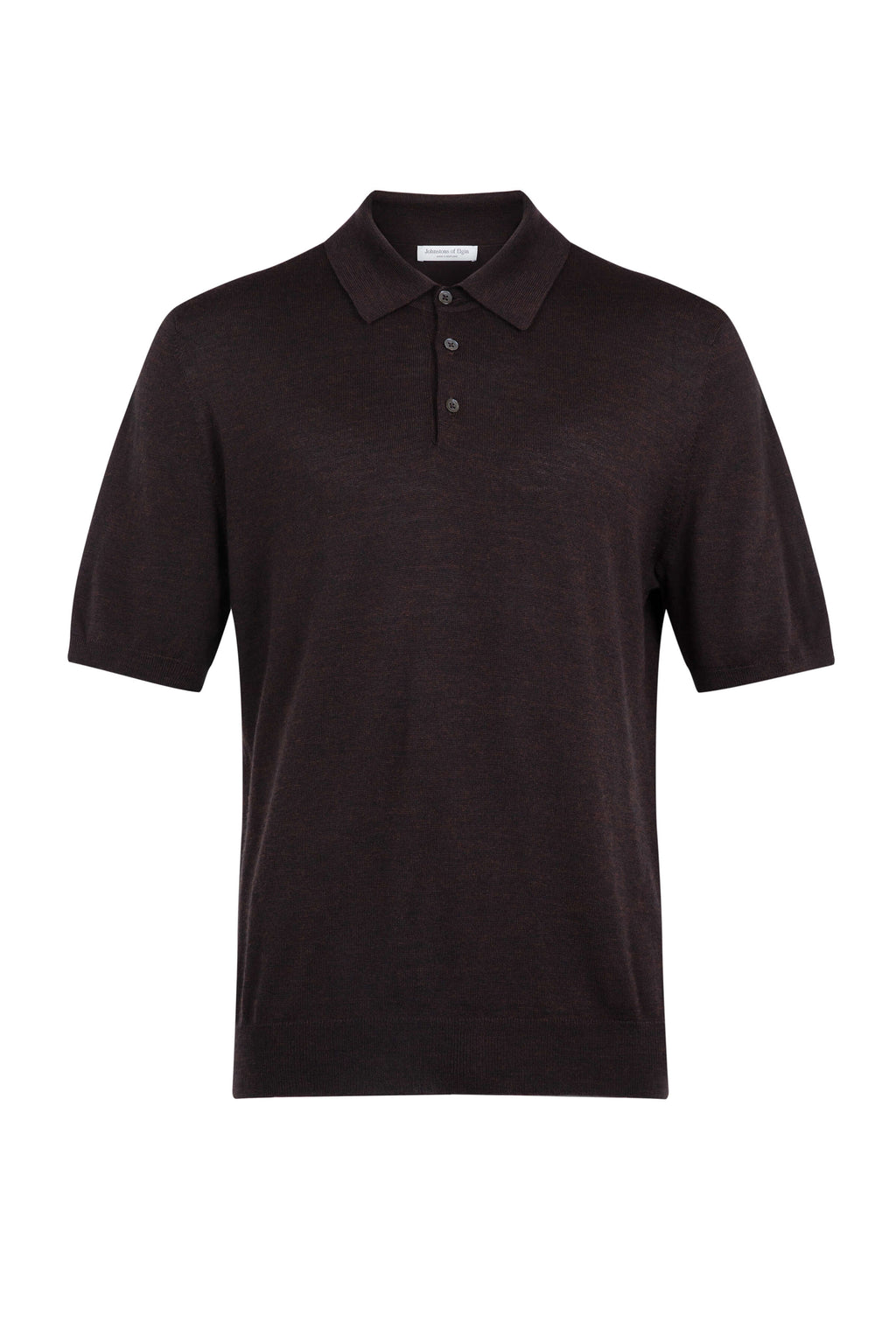 Johnstons of Elgin - Superfine Merino Dark Brown Polo Shirt