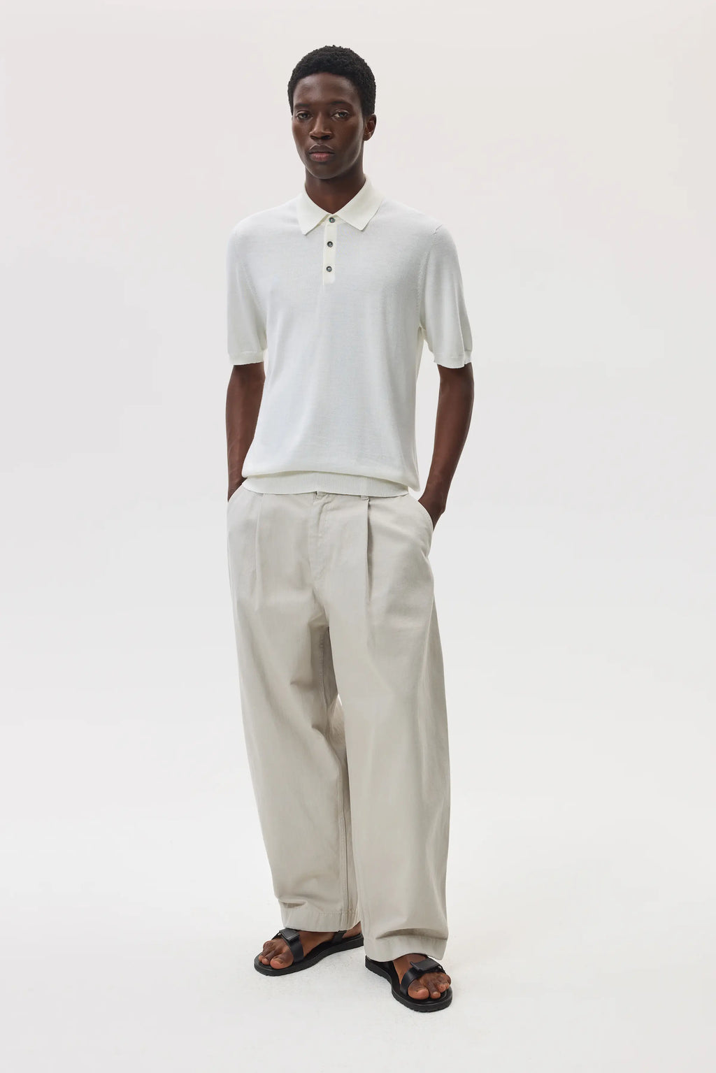 Johnstons of Elgin - Superfine Merino White Polo Shirt