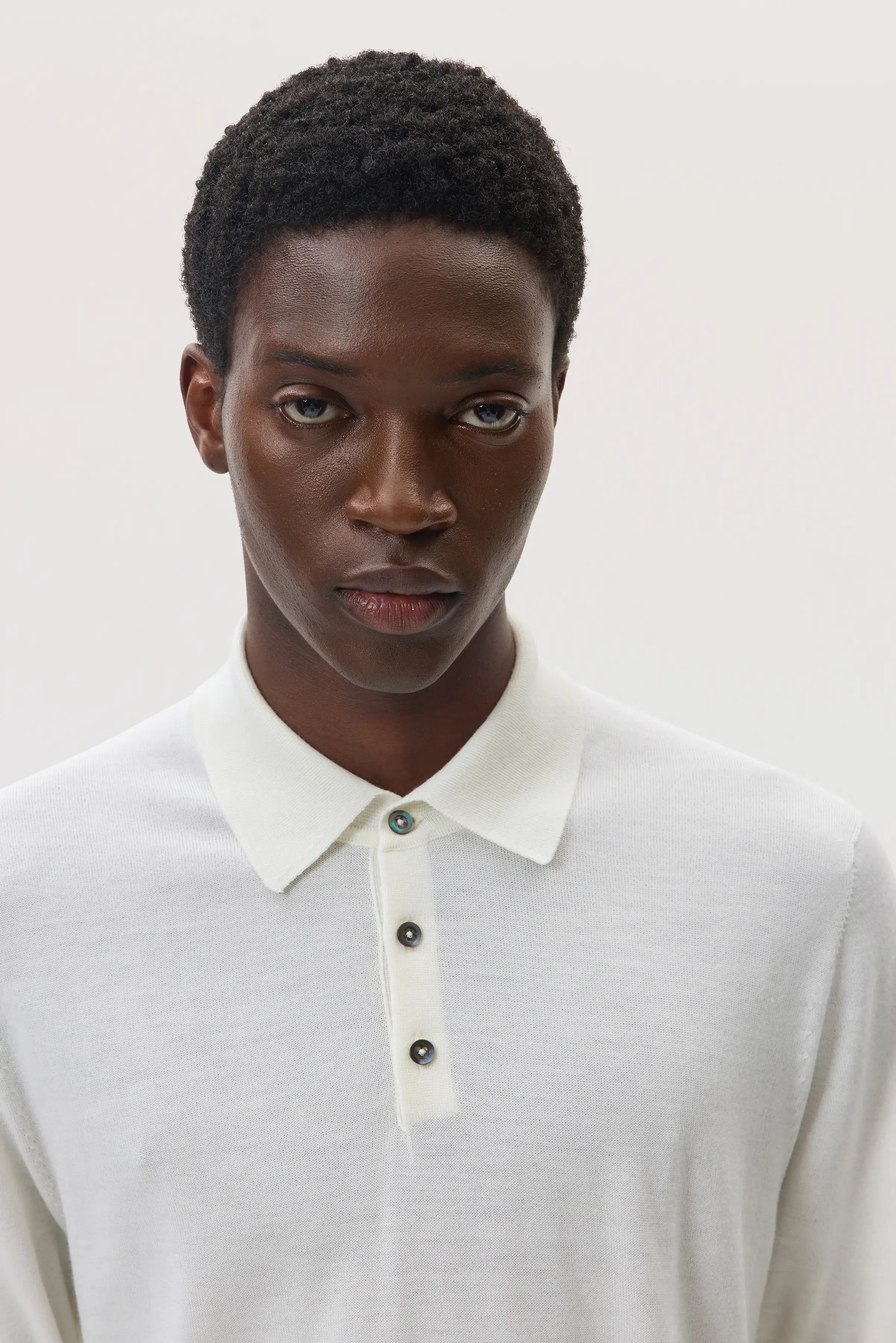 Johnstons of Elgin - Superfine Merino White Polo Shirt