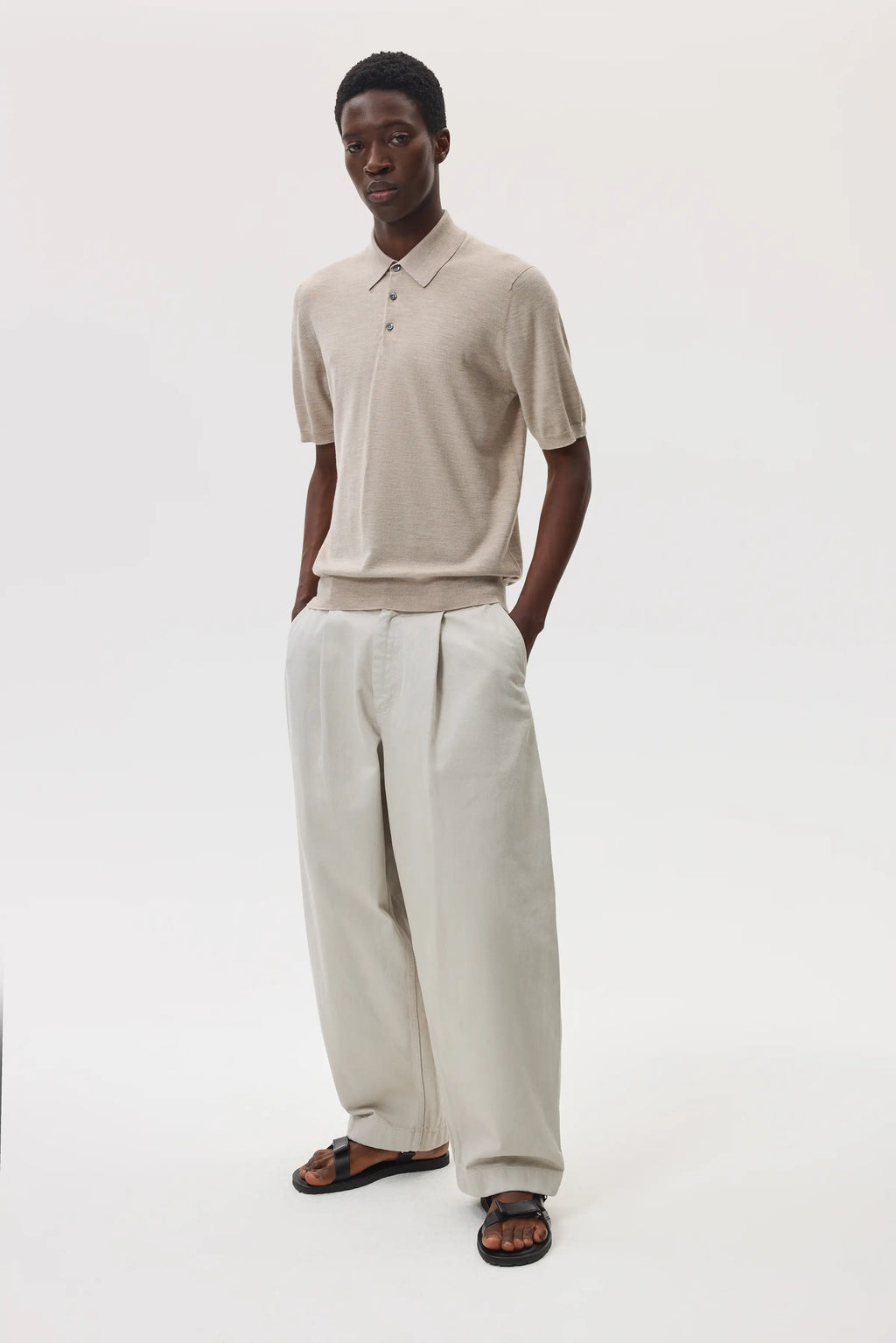 Johnstons of Elgin - Superfine Merino Natural Polo Shirt