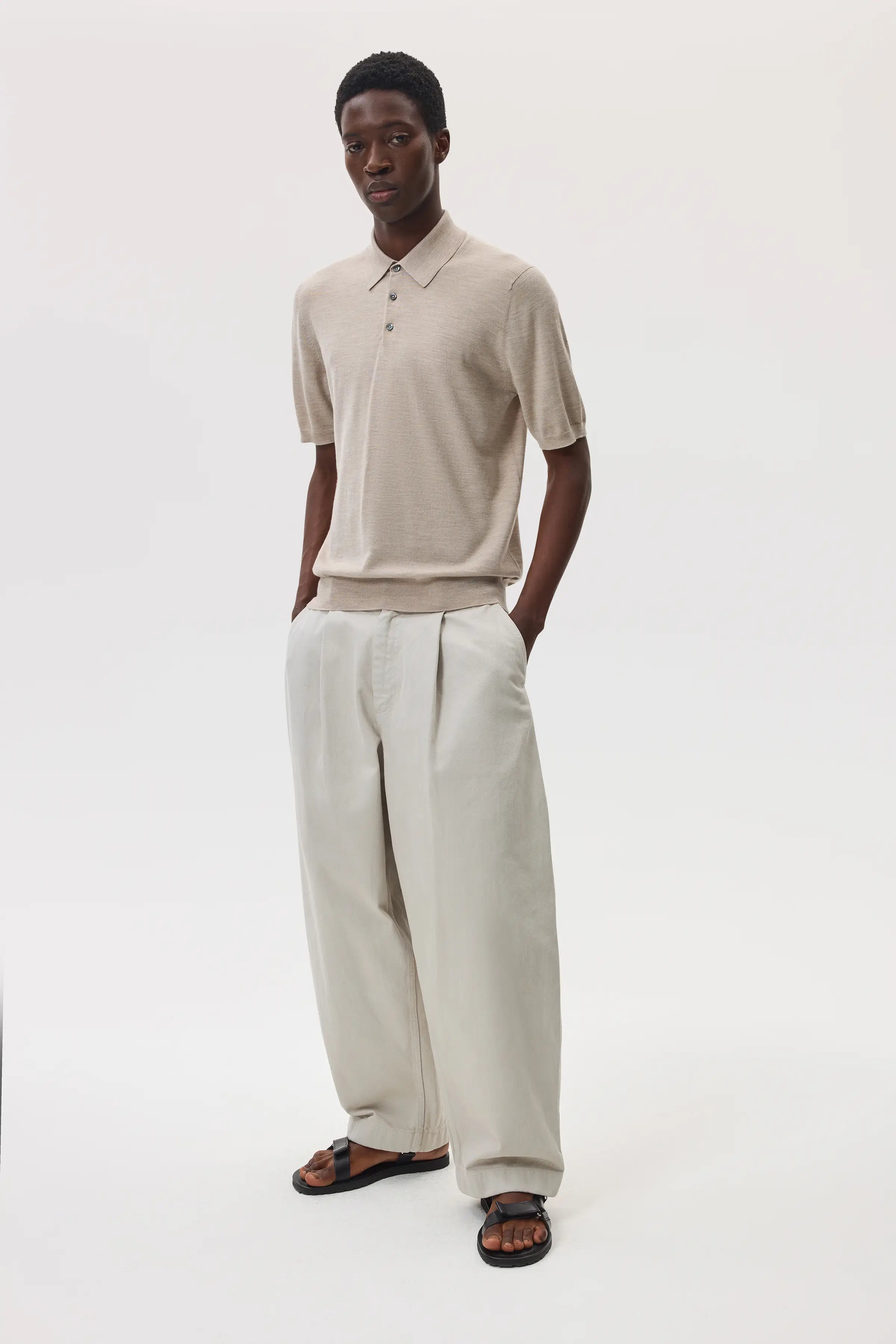 Johnstons of Elgin - Superfine Merino Natural Polo Shirt