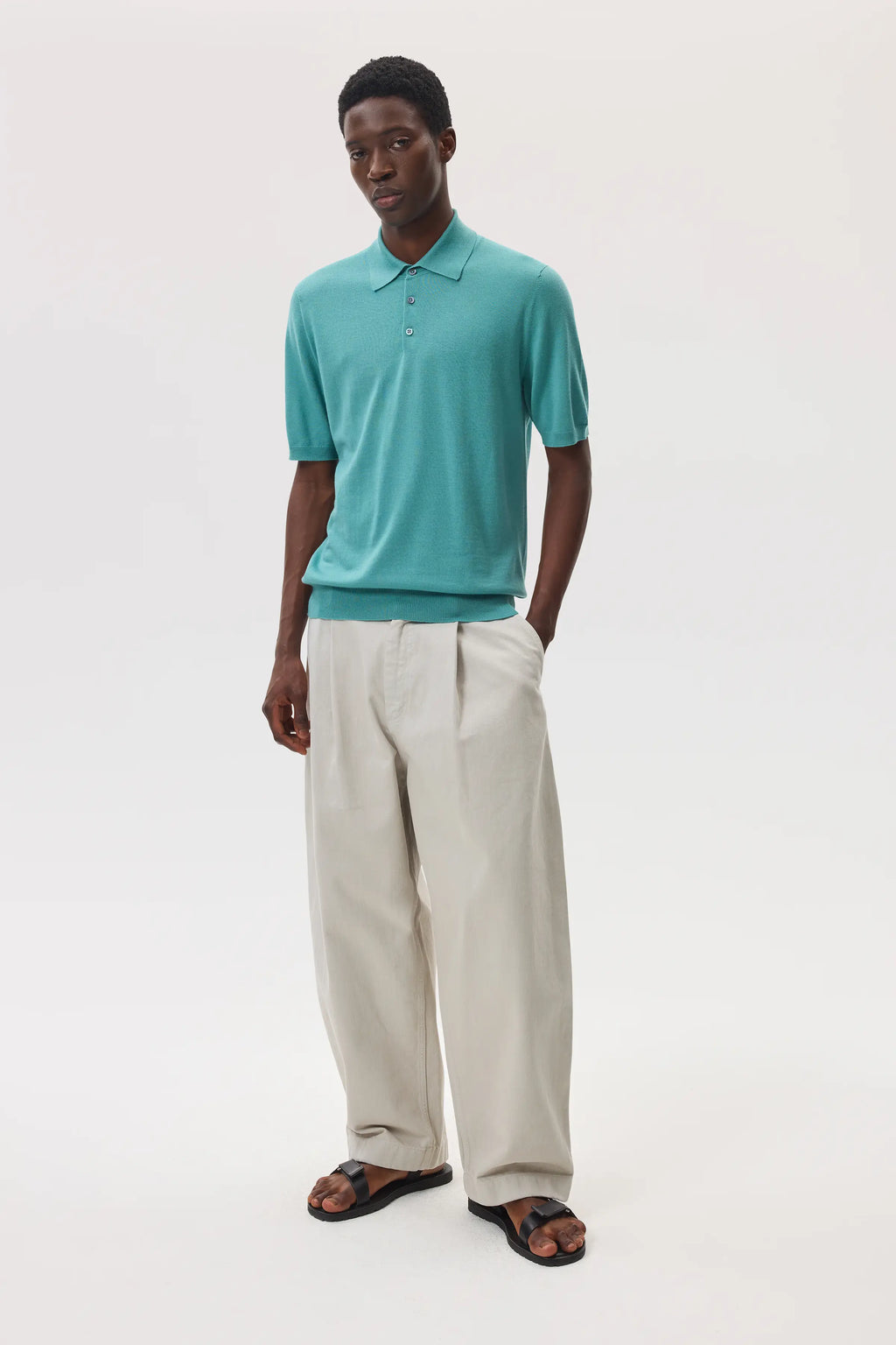 Johnstons of Elgin - Superfine Merino Green Polo Shirt
